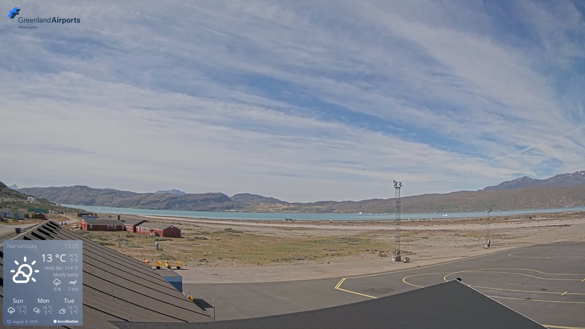 Narsarsuaq Village & Narsarsuaq International Airport West Towards Live Cam UAK / BGBW - Narsarsuaq, Kujalleq, Greenland, Denmark
