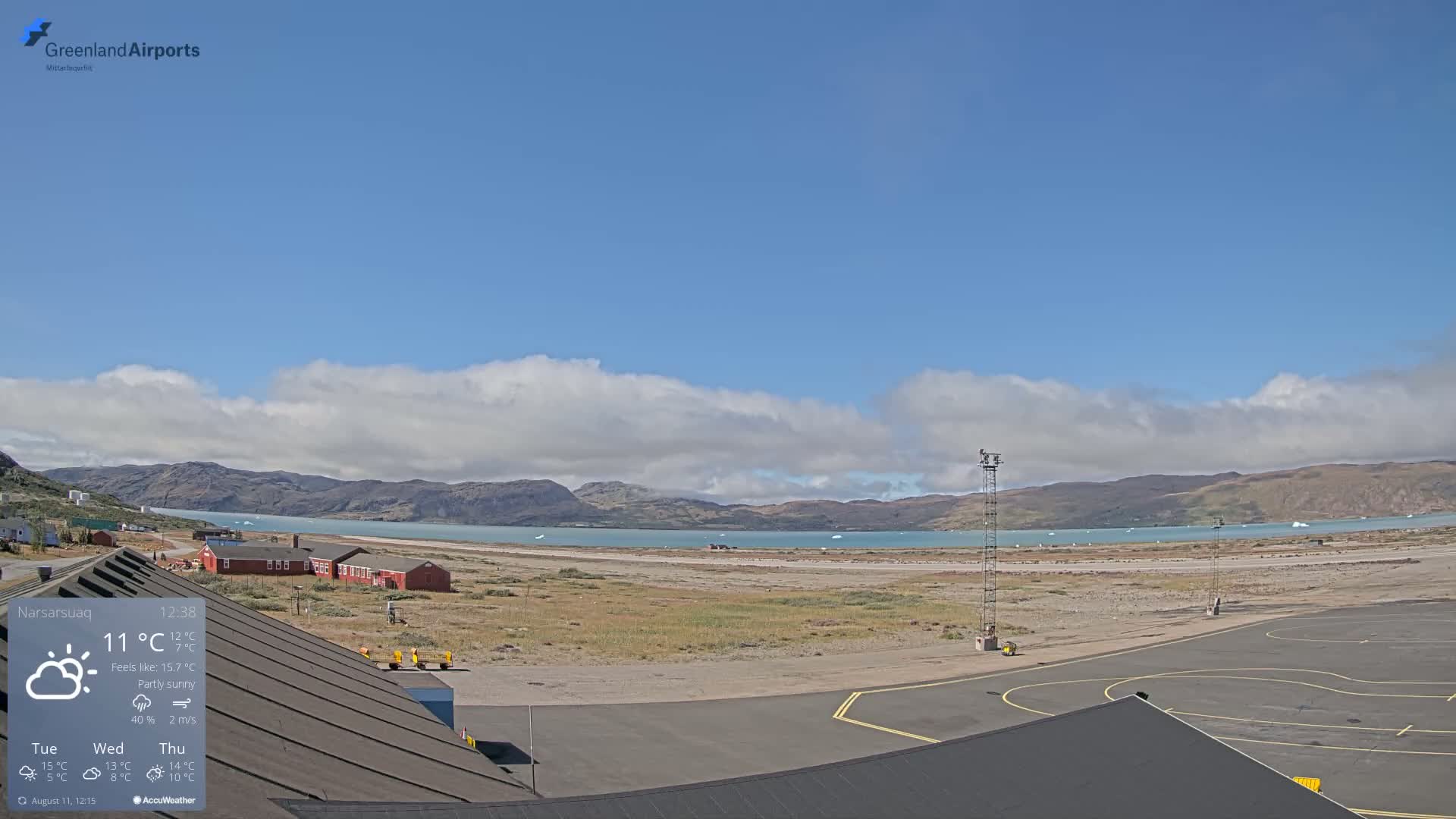 Narsarsuaq Village & Narsarsuaq International Airport West Towards Live Cam UAK / BGBW - Narsarsuaq, Kujalleq, Greenland, Denmark