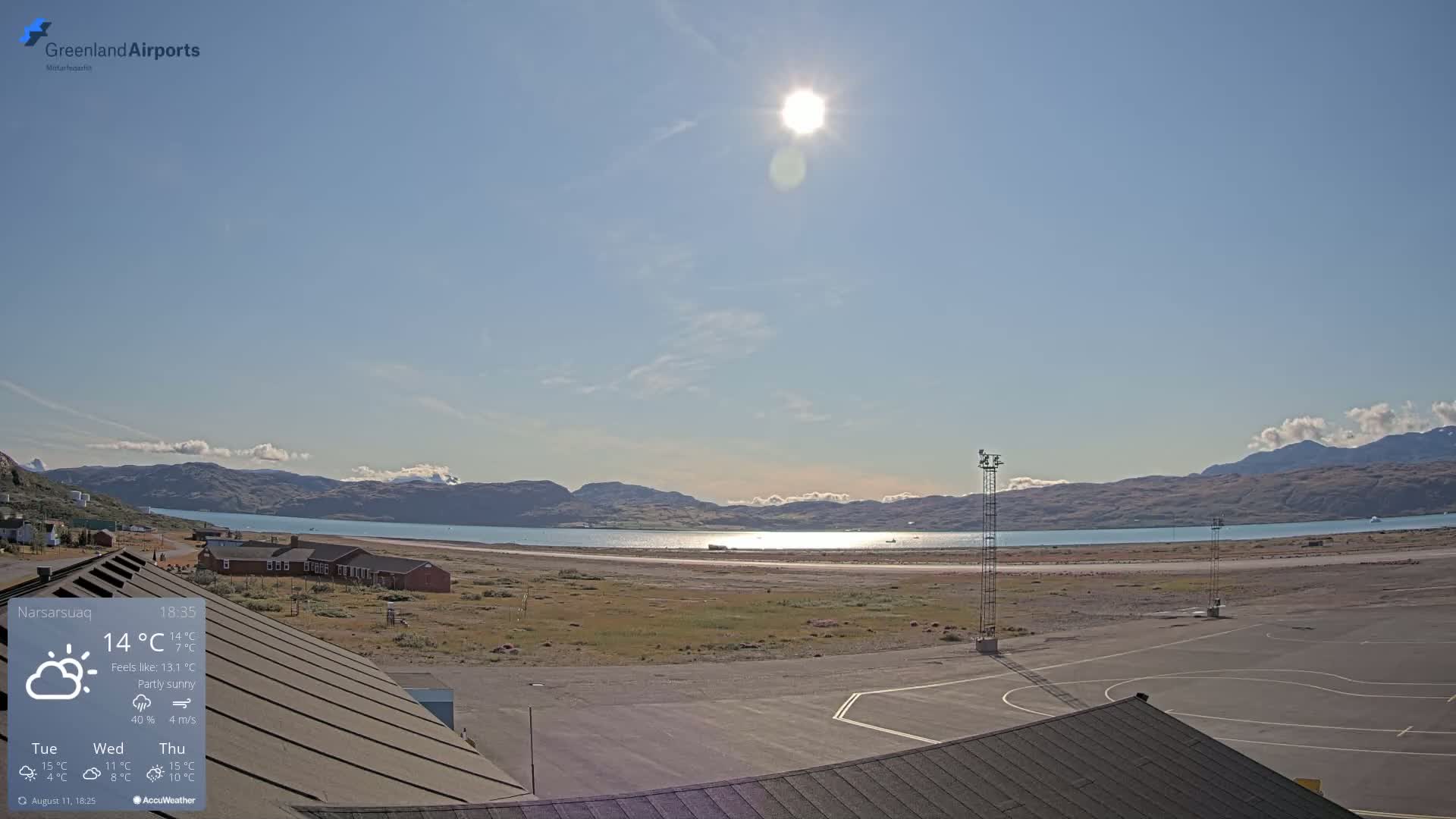 Narsarsuaq Village & Narsarsuaq International Airport West Towards Live Cam UAK / BGBW - Narsarsuaq, Kujalleq, Greenland, Denmark