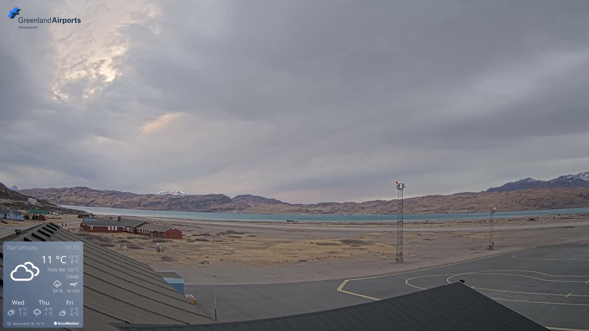 Narsarsuaq Village & Narsarsuaq International Airport West Towards Live Cam UAK / BGBW - Narsarsuaq, Kujalleq, Greenland, Denmark