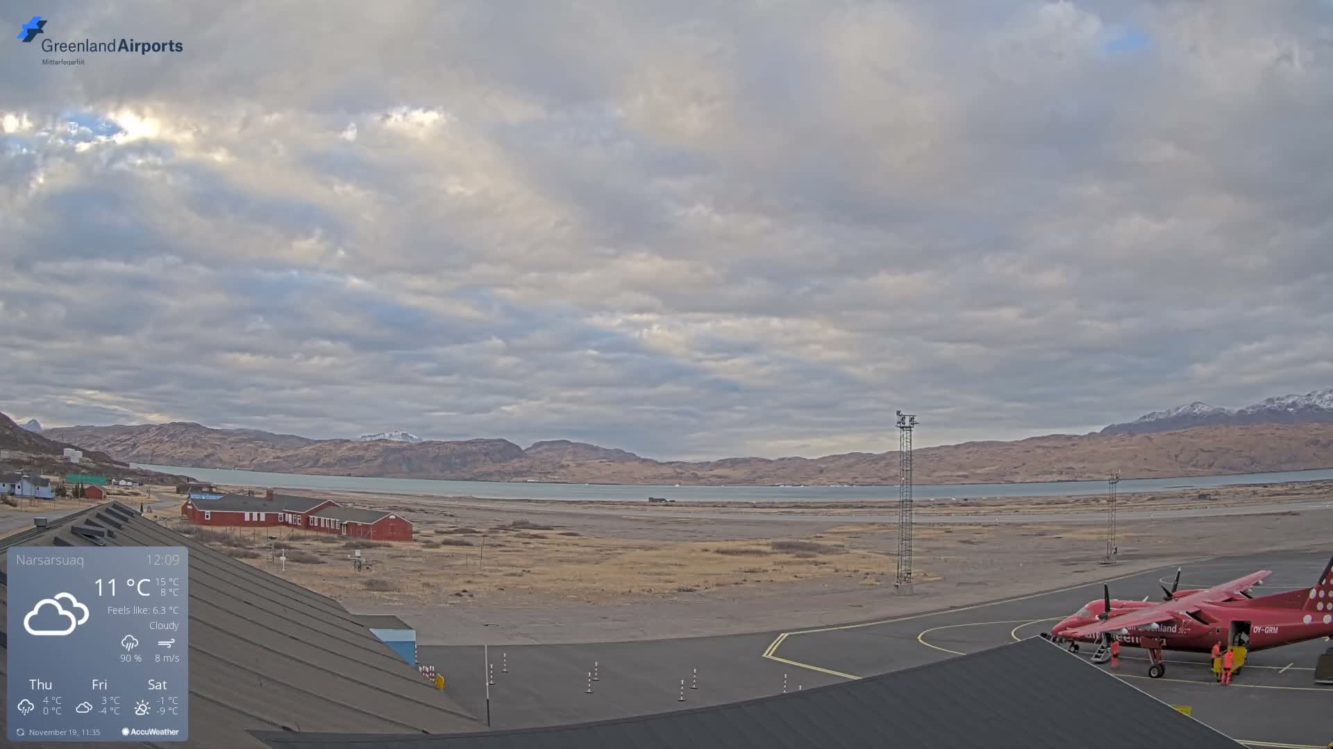Narsarsuaq Village & Narsarsuaq International Airport West Towards Live Cam UAK / BGBW - Narsarsuaq, Kujalleq, Greenland, Denmark