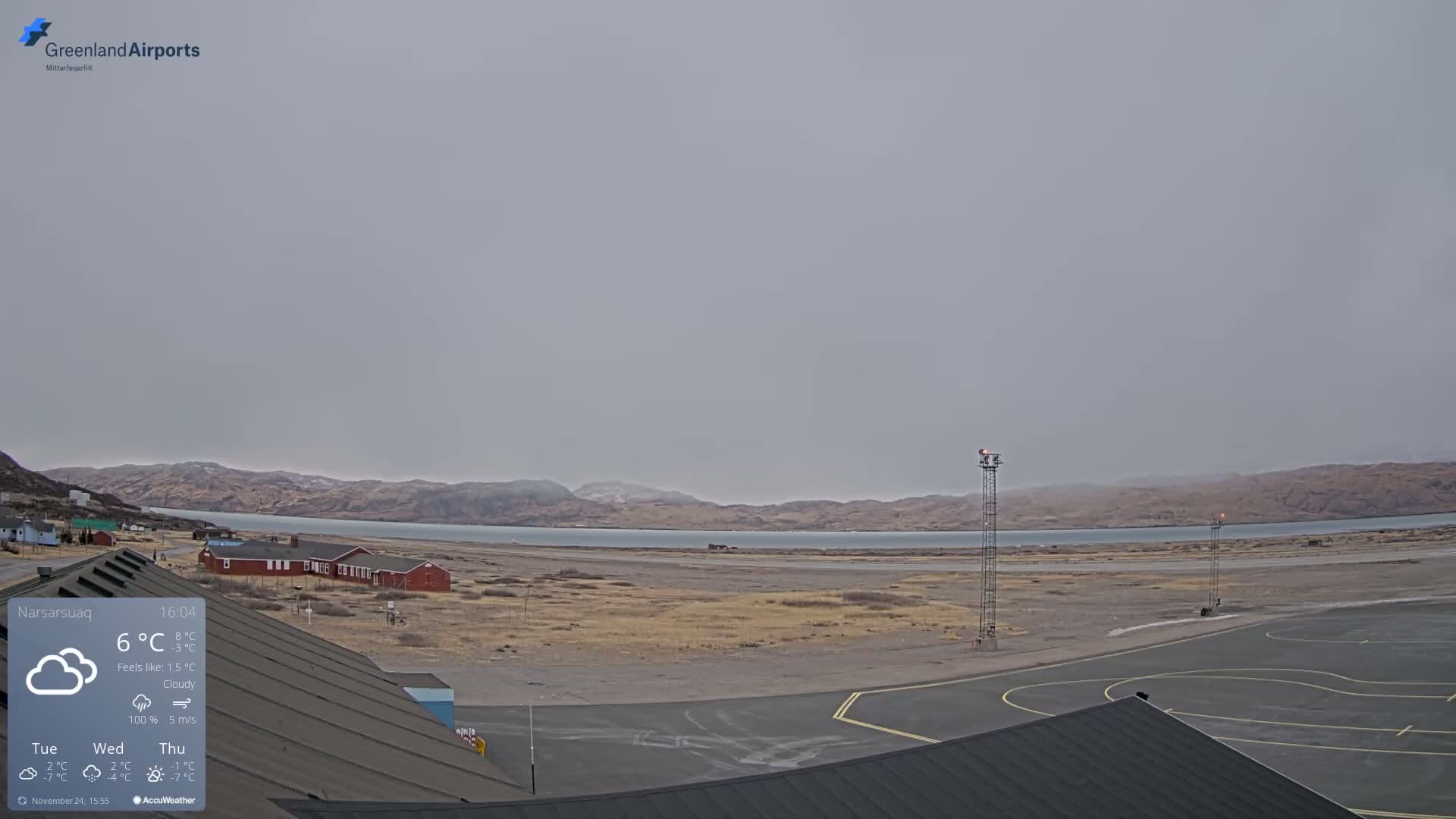 Narsarsuaq Village & Narsarsuaq International Airport West Towards Live Cam UAK / BGBW - Narsarsuaq, Kujalleq, Greenland, Denmark