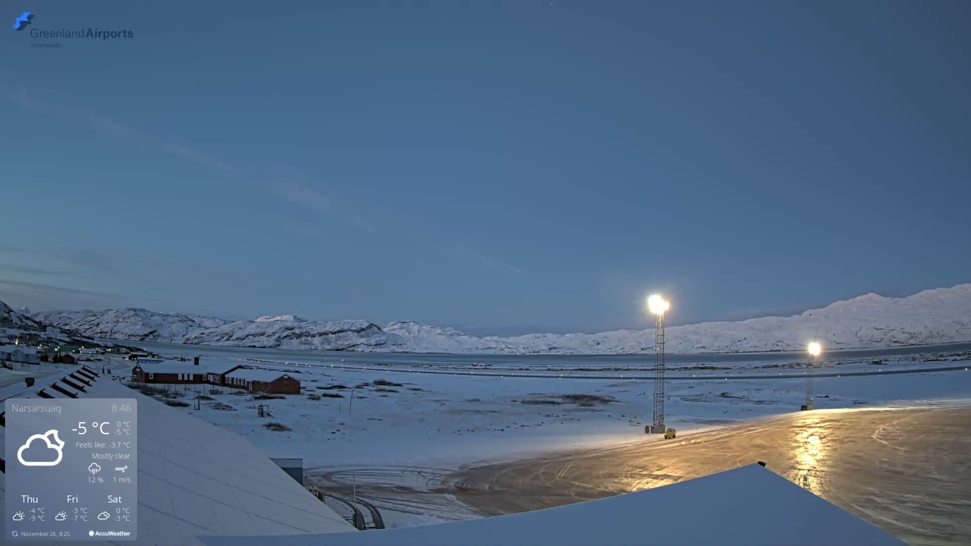 Narsarsuaq Village & Narsarsuaq International Airport West Towards Live Cam UAK / BGBW - Narsarsuaq, Kujalleq, Greenland, Denmark