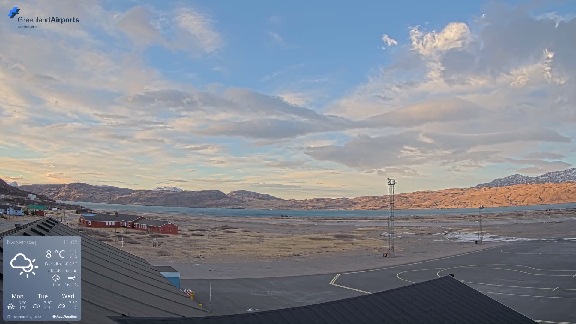 Narsarsuaq Village & Narsarsuaq International Airport West Towards Live Cam UAK / BGBW - Narsarsuaq, Kujalleq, Greenland, Denmark