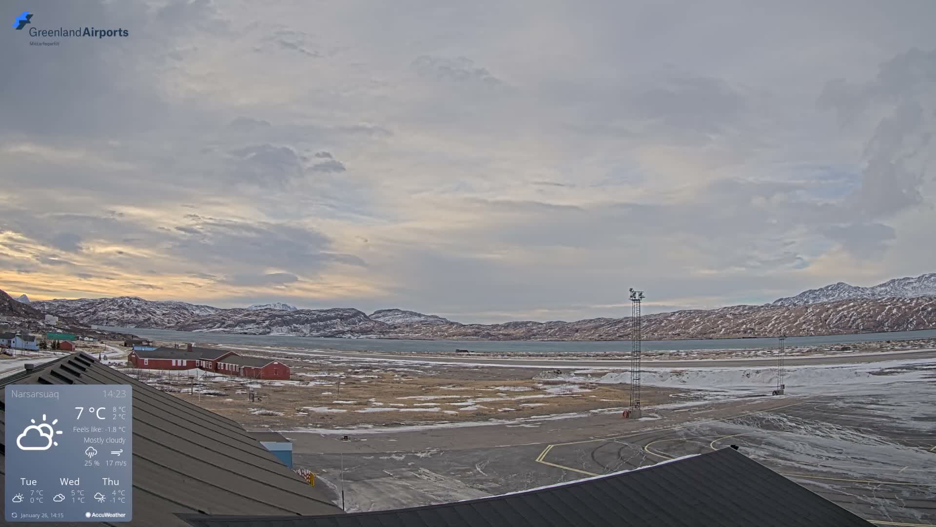 Narsarsuaq Village & Narsarsuaq International Airport West Towards Live Cam UAK / BGBW - Narsarsuaq, Kujalleq, Greenland, Denmark