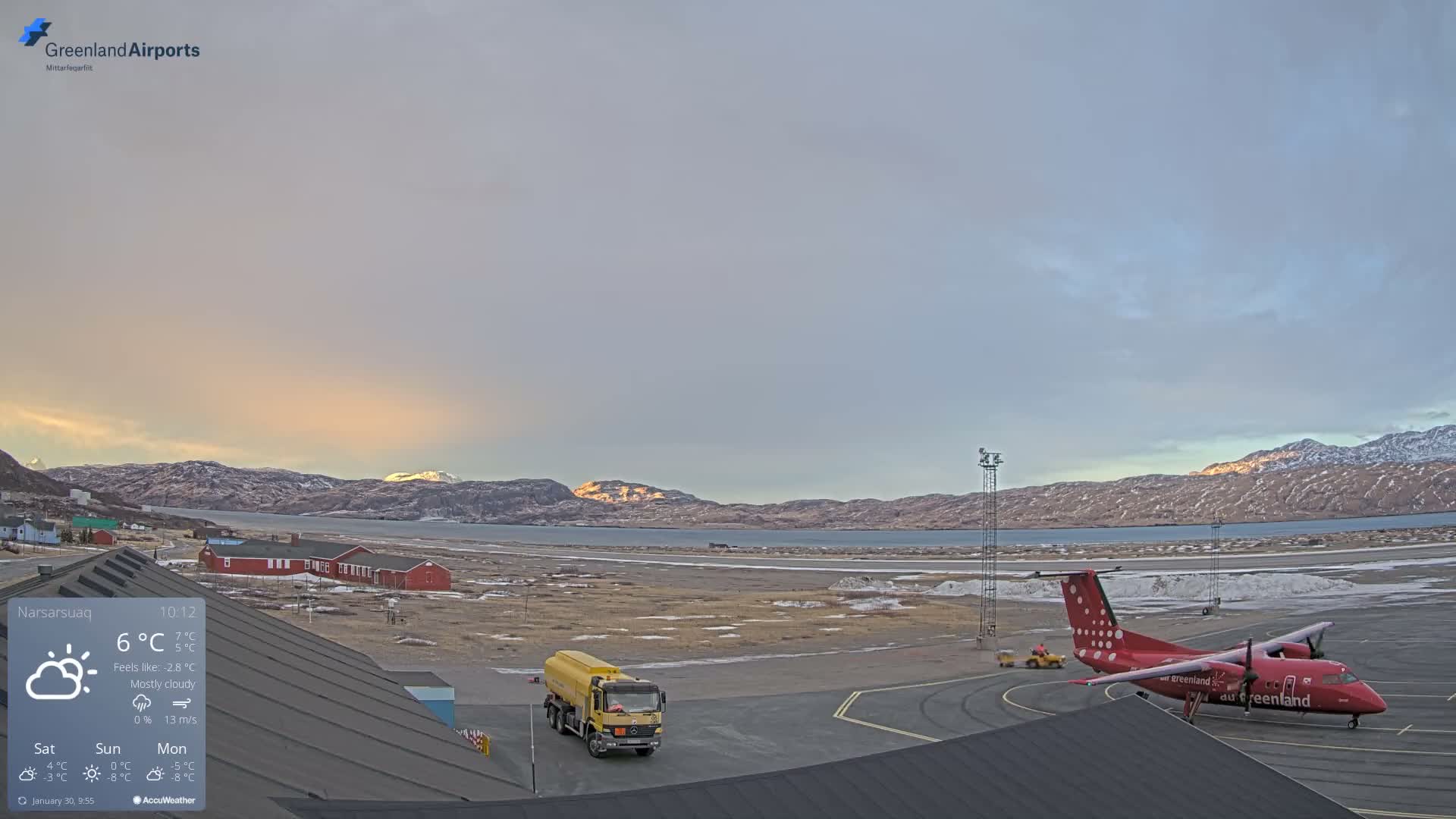 Narsarsuaq Village & Narsarsuaq International Airport West Towards Live Cam UAK / BGBW - Narsarsuaq, Kujalleq, Greenland, Denmark
