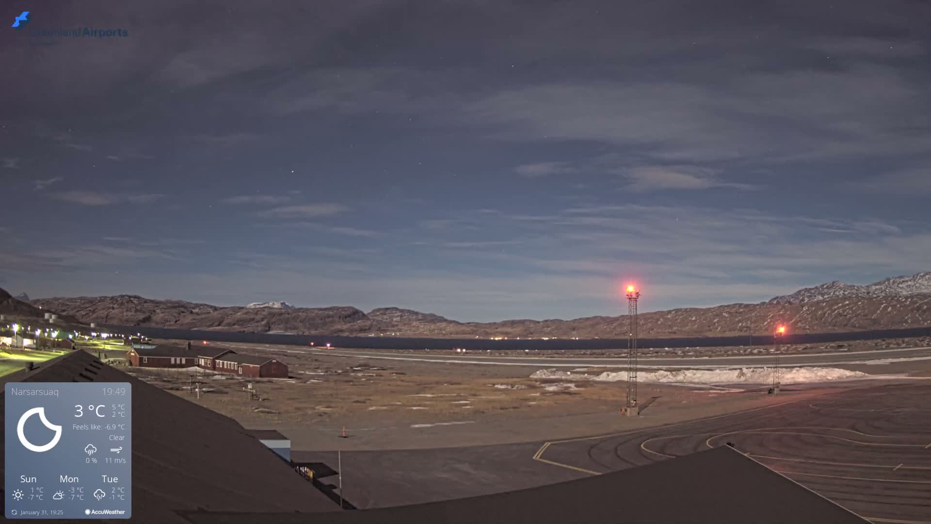 Narsarsuaq Village & Narsarsuaq International Airport West Towards Live Cam UAK / BGBW - Narsarsuaq, Kujalleq, Greenland, Denmark