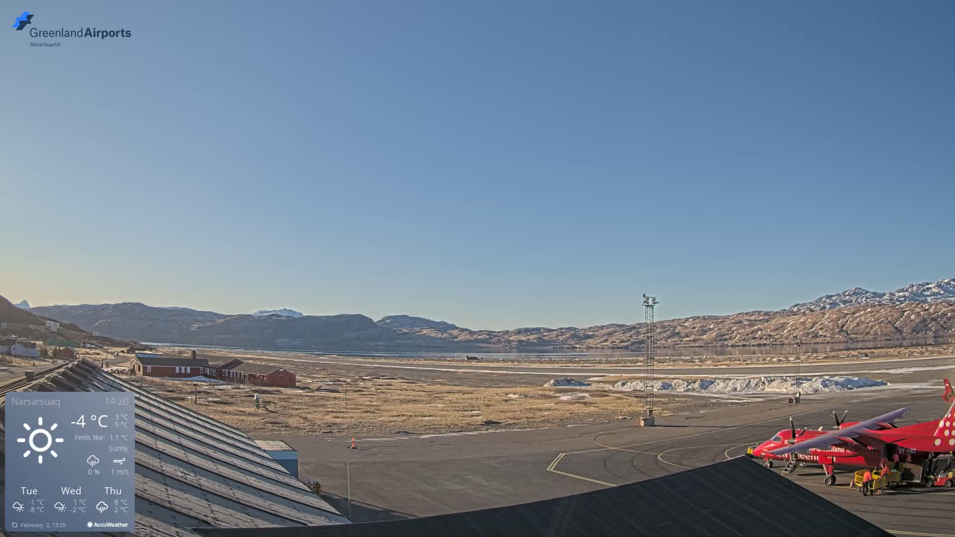 Narsarsuaq Village & Narsarsuaq International Airport West Towards Live Cam UAK / BGBW - Narsarsuaq, Kujalleq, Greenland, Denmark