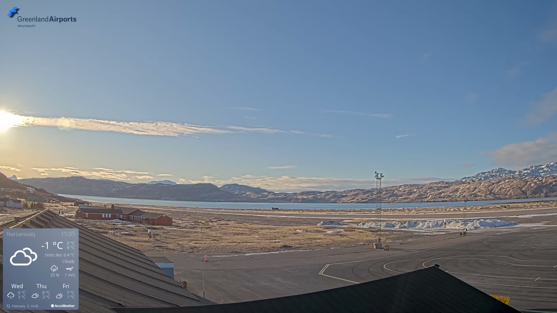Narsarsuaq Village & Narsarsuaq International Airport West Towards Live Cam UAK / BGBW - Narsarsuaq, Kujalleq, Greenland, Denmark