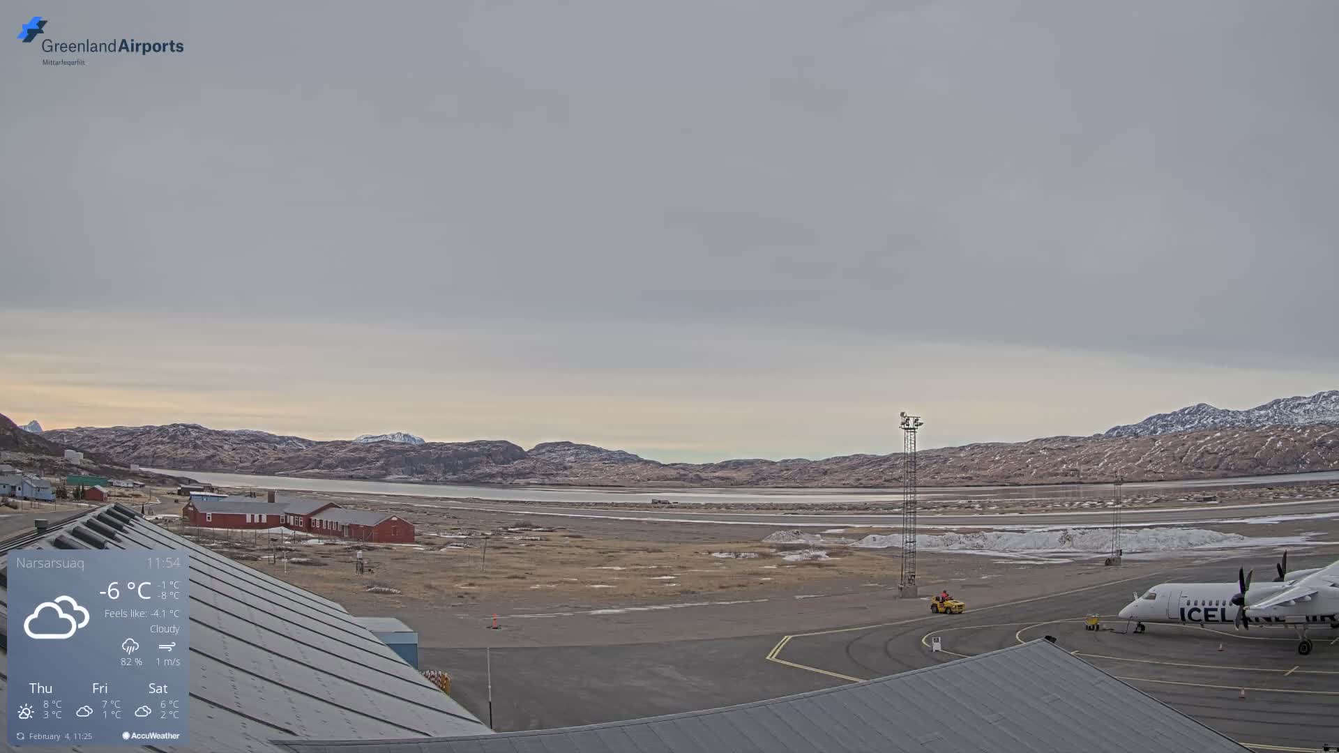 Narsarsuaq Village & Narsarsuaq International Airport West Towards Live Cam UAK / BGBW - Narsarsuaq, Kujalleq, Greenland, Denmark