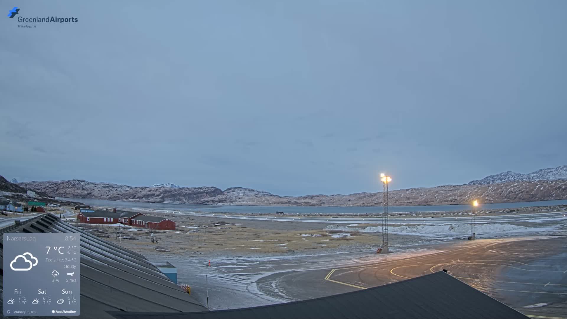Narsarsuaq Village & Narsarsuaq International Airport West Towards Live Cam UAK / BGBW - Narsarsuaq, Kujalleq, Greenland, Denmark