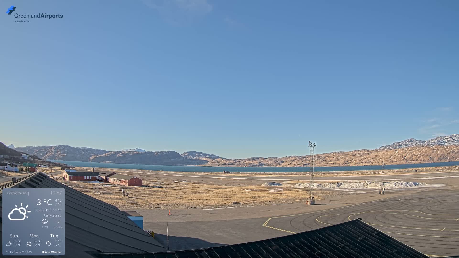 Narsarsuaq Village & Narsarsuaq International Airport West Towards Live Cam UAK / BGBW - Narsarsuaq, Kujalleq, Greenland, Denmark