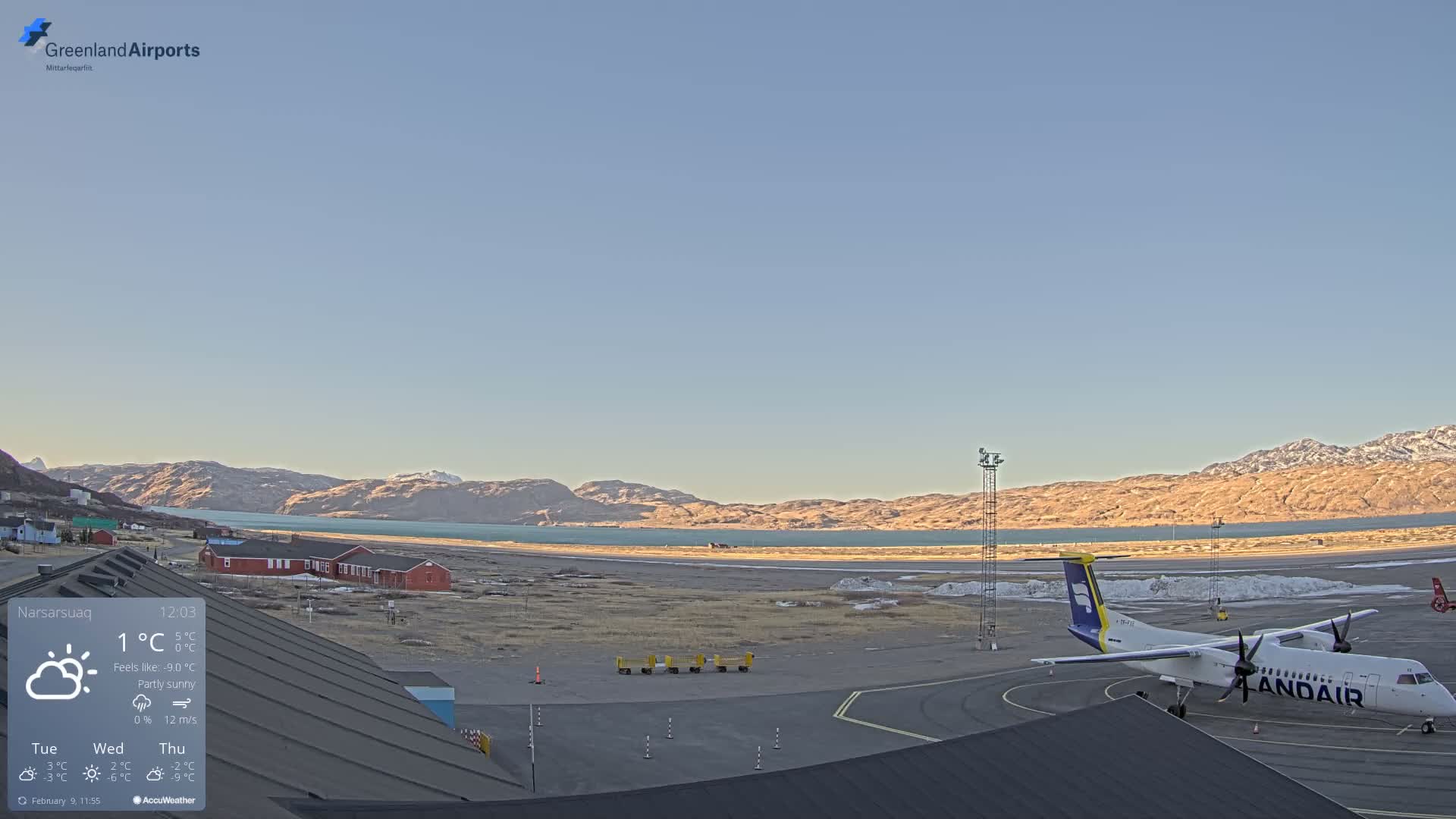 Narsarsuaq Village & Narsarsuaq International Airport West Towards Live Cam UAK / BGBW - Narsarsuaq, Kujalleq, Greenland, Denmark