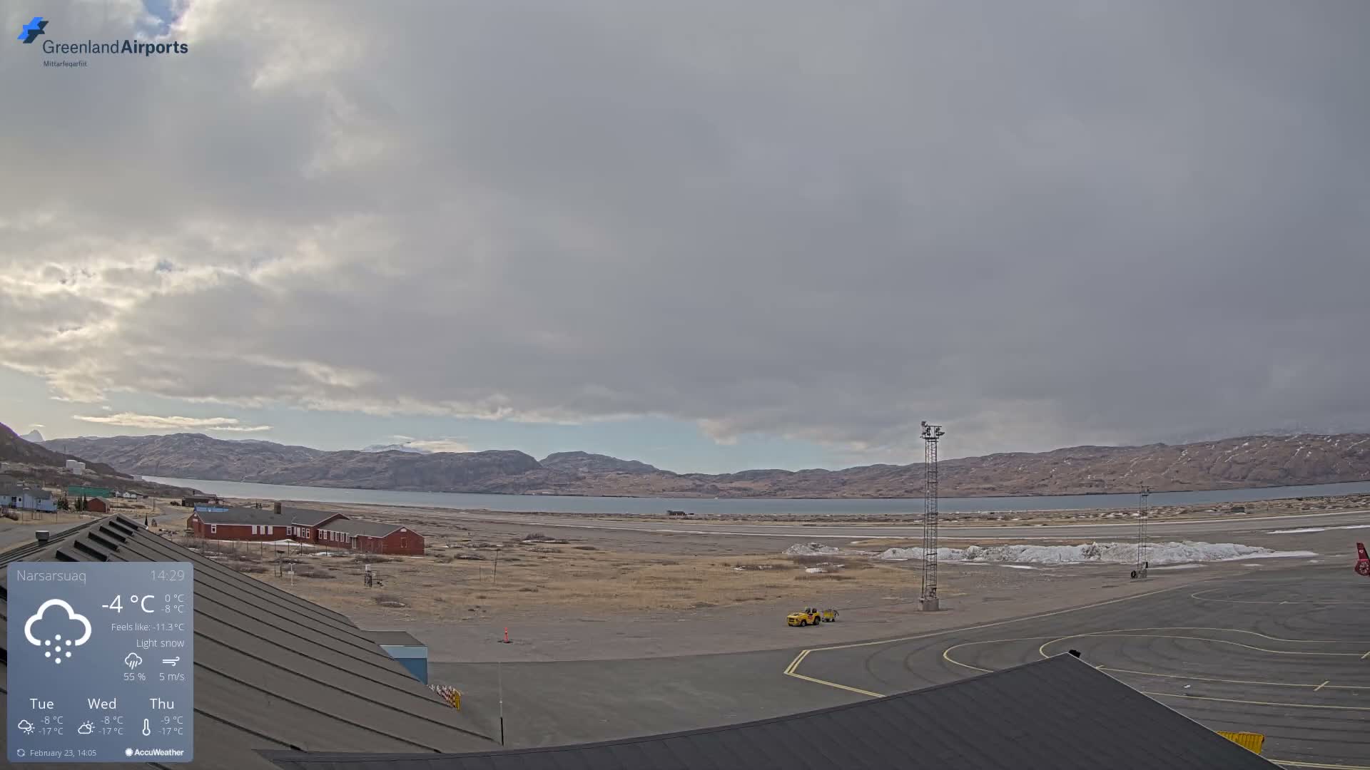 Narsarsuaq Village & Narsarsuaq International Airport West Towards Live Cam UAK / BGBW - Narsarsuaq, Kujalleq, Greenland, Denmark