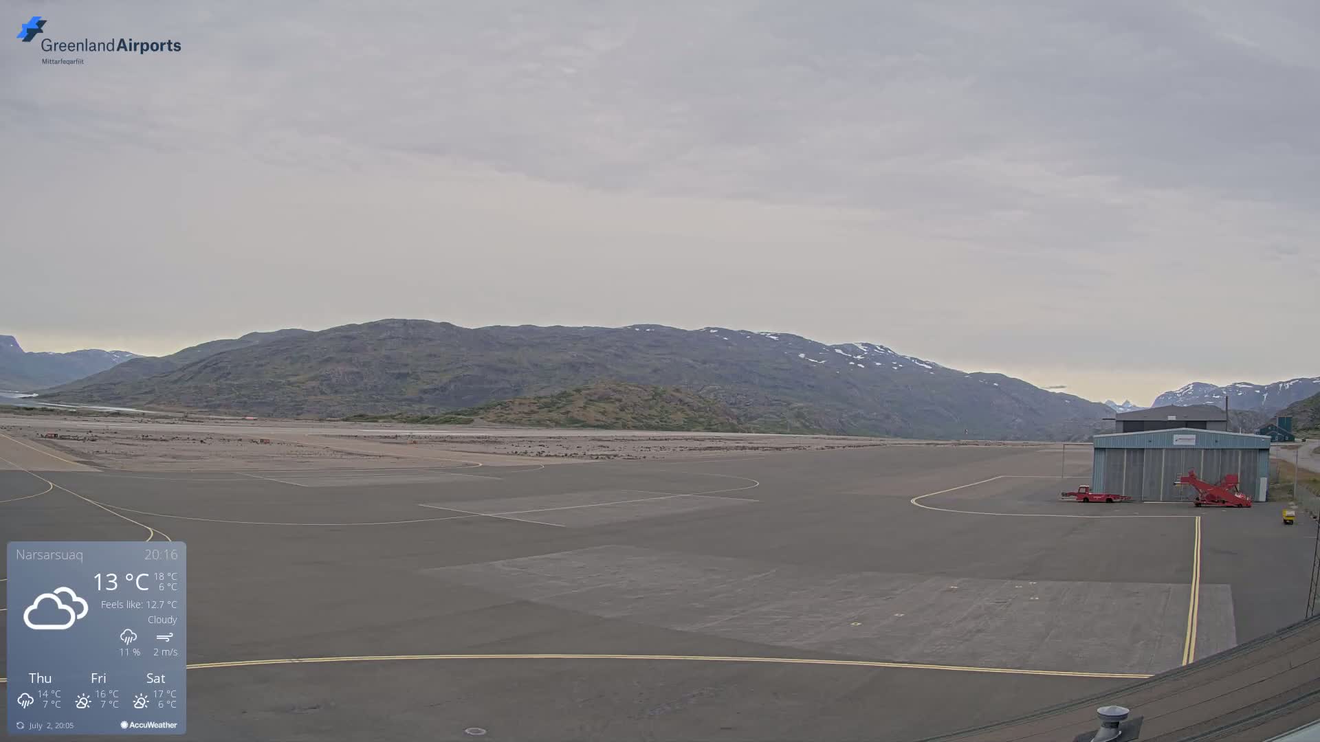 Narsarsuaq International Airport North Towards Live Cam UAK / BGBW - Narsarsuaq, Kujalleq, Greenland, Denmark
