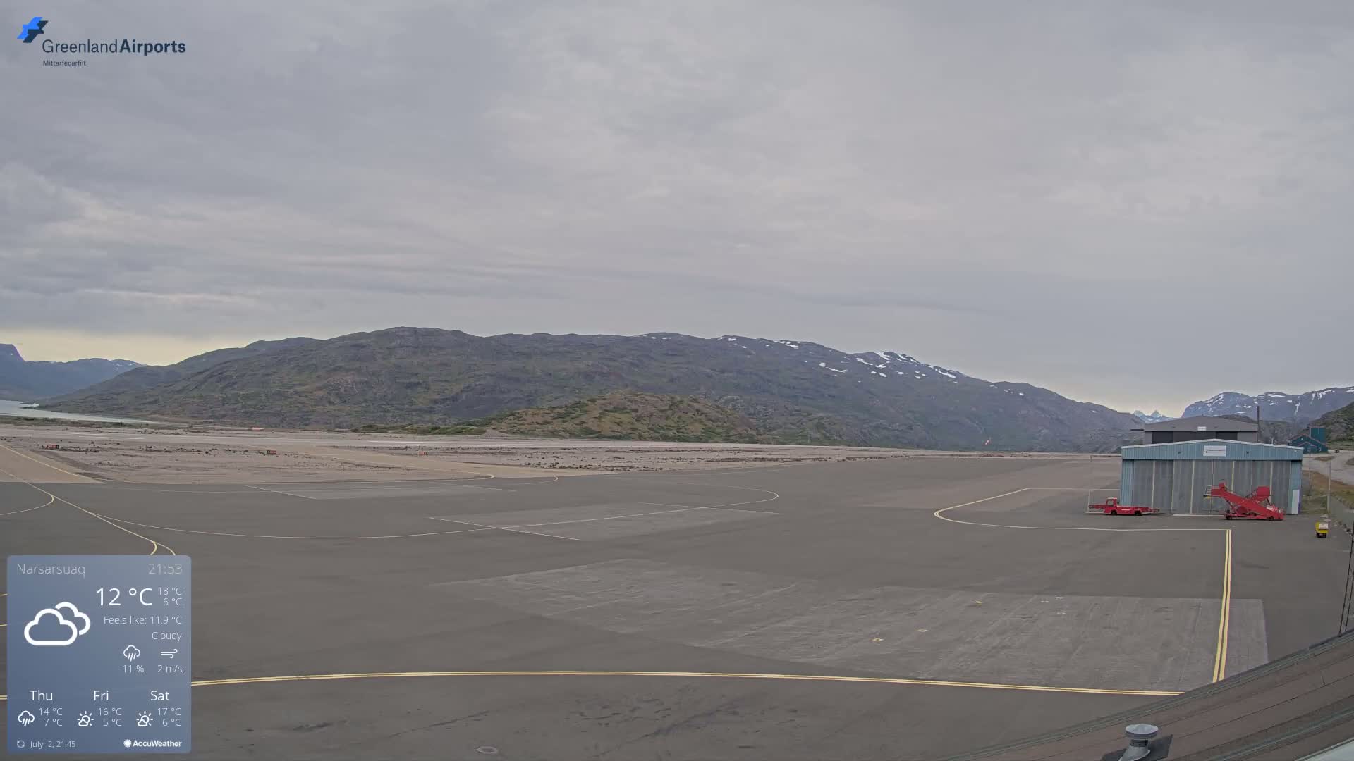 Narsarsuaq International Airport North Towards Live Cam UAK / BGBW - Narsarsuaq, Kujalleq, Greenland, Denmark