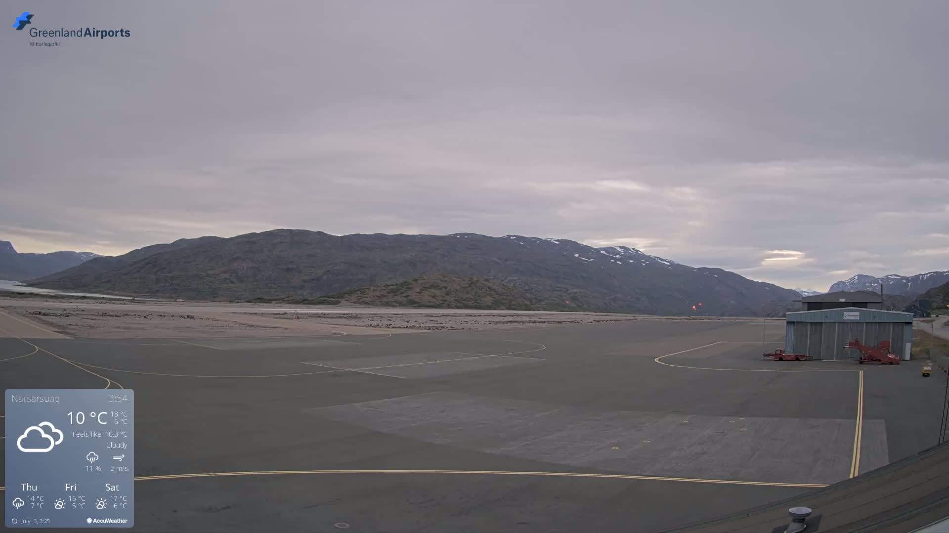Narsarsuaq International Airport North Towards Live Cam UAK / BGBW - Narsarsuaq, Kujalleq, Greenland, Denmark