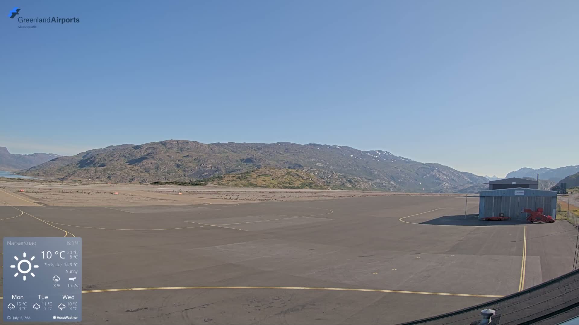 Narsarsuaq International Airport North Towards Live Cam UAK / BGBW - Narsarsuaq, Kujalleq, Greenland, Denmark