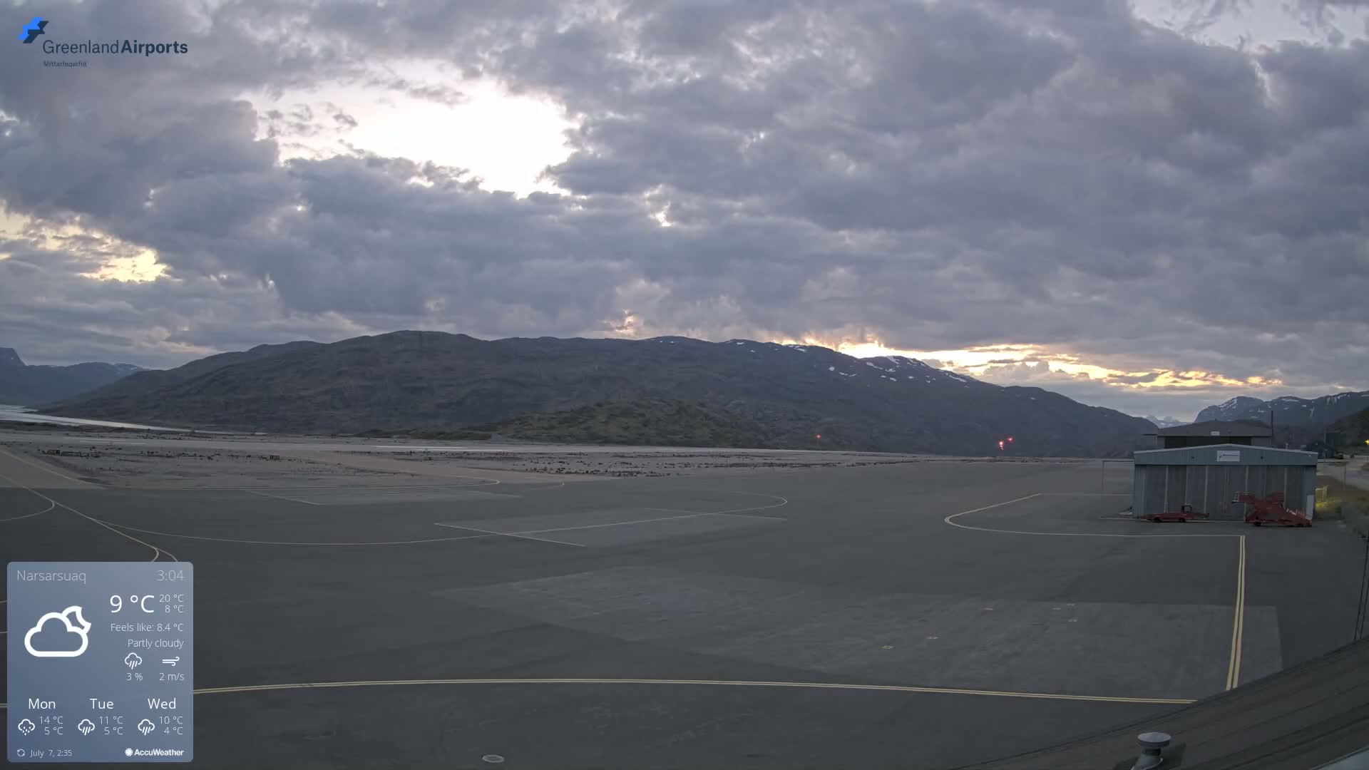 Narsarsuaq International Airport North Towards Live Cam UAK / BGBW - Narsarsuaq, Kujalleq, Greenland, Denmark