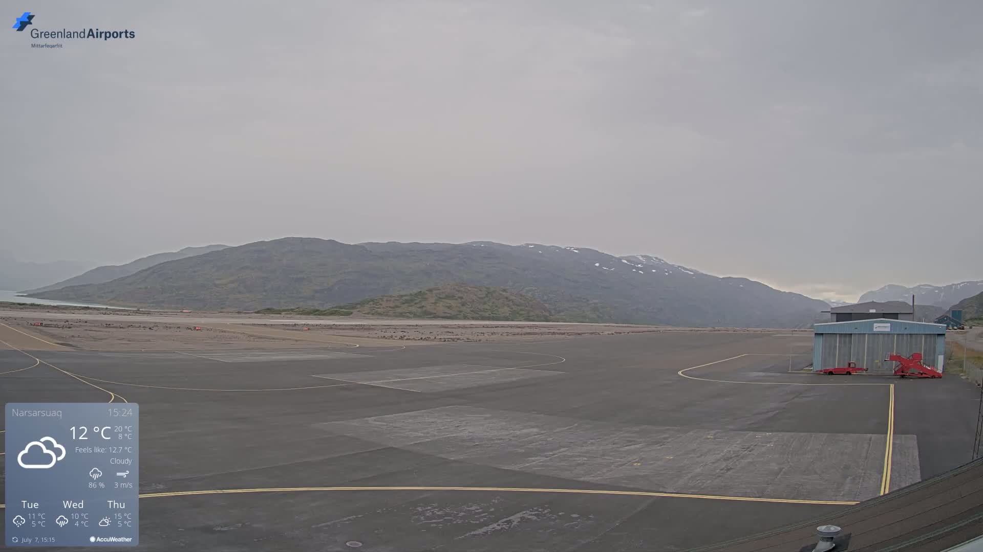 Narsarsuaq International Airport North Towards Live Cam UAK / BGBW - Narsarsuaq, Kujalleq, Greenland, Denmark