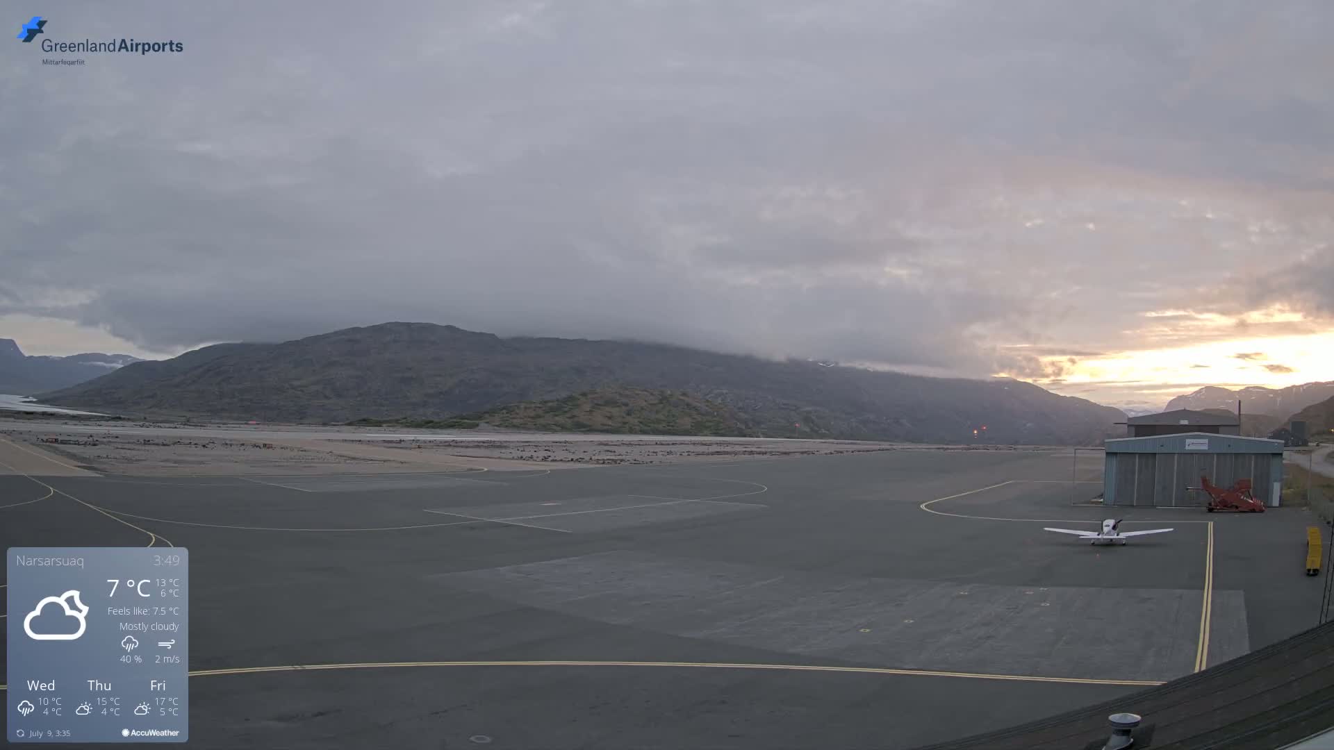 Narsarsuaq International Airport North Towards Live Cam UAK / BGBW - Narsarsuaq, Kujalleq, Greenland, Denmark