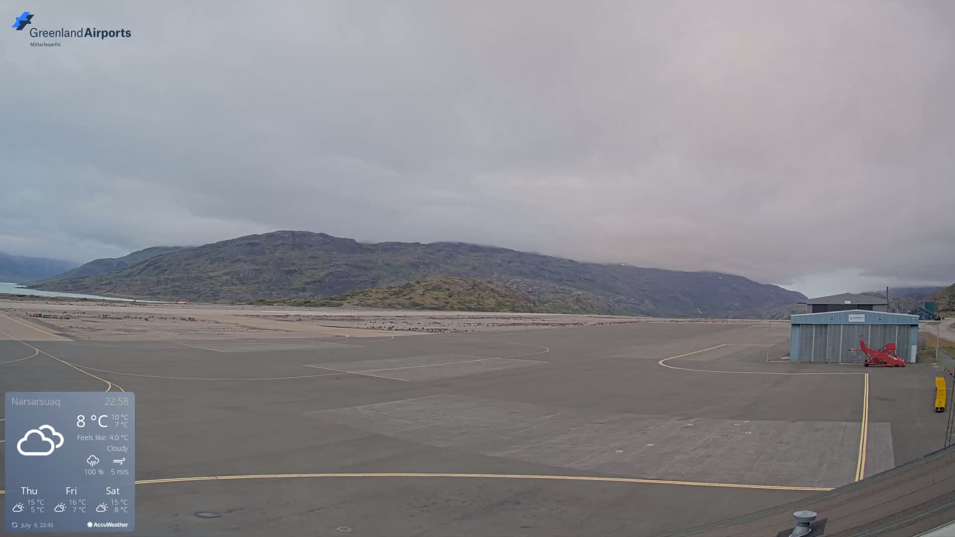 Narsarsuaq International Airport North Towards Live Cam UAK / BGBW - Narsarsuaq, Kujalleq, Greenland, Denmark