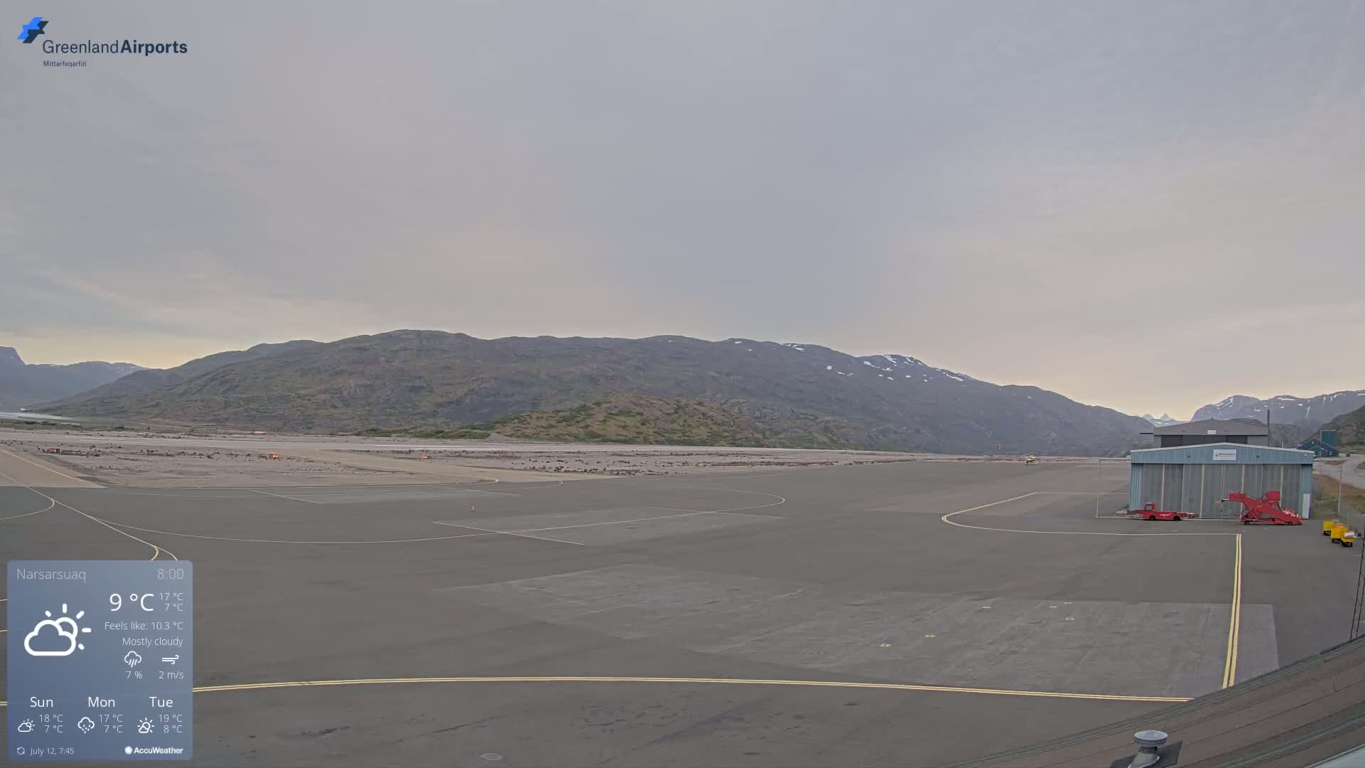 Narsarsuaq International Airport North Towards Live Cam UAK / BGBW - Narsarsuaq, Kujalleq, Greenland, Denmark