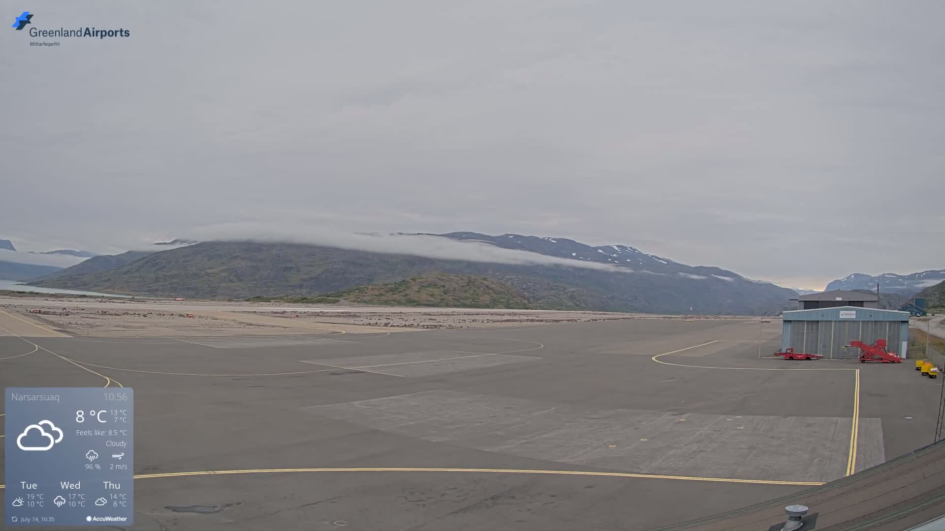 Narsarsuaq International Airport North Towards Live Cam UAK / BGBW - Narsarsuaq, Kujalleq, Greenland, Denmark