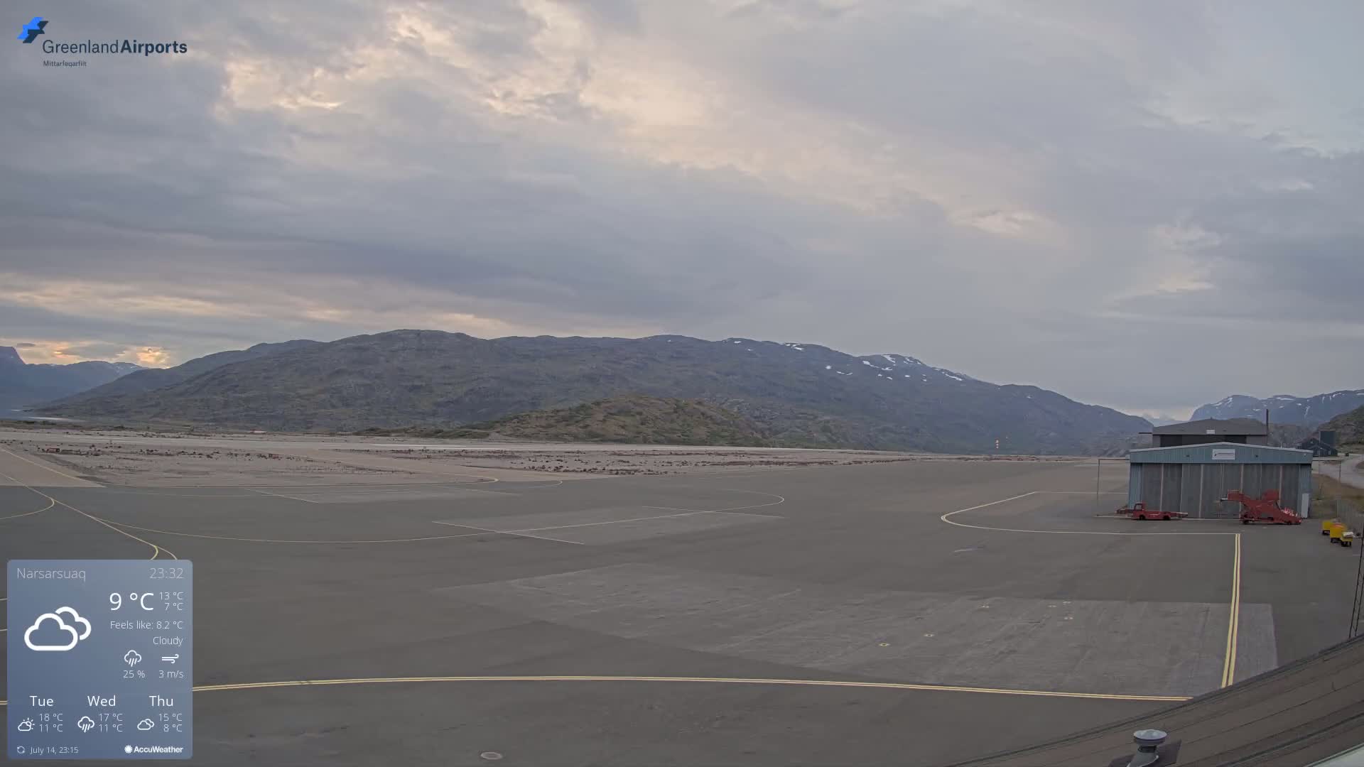 Narsarsuaq International Airport North Towards Live Cam UAK / BGBW - Narsarsuaq, Kujalleq, Greenland, Denmark