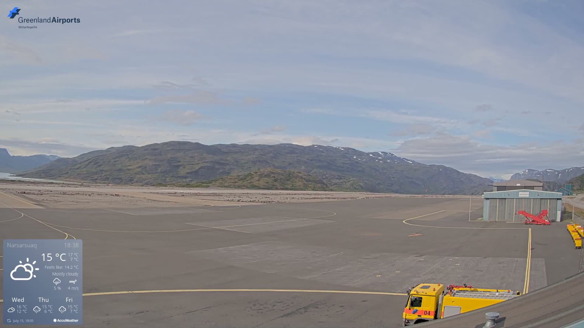 Narsarsuaq International Airport North Towards Live Cam UAK / BGBW - Narsarsuaq, Kujalleq, Greenland, Denmark