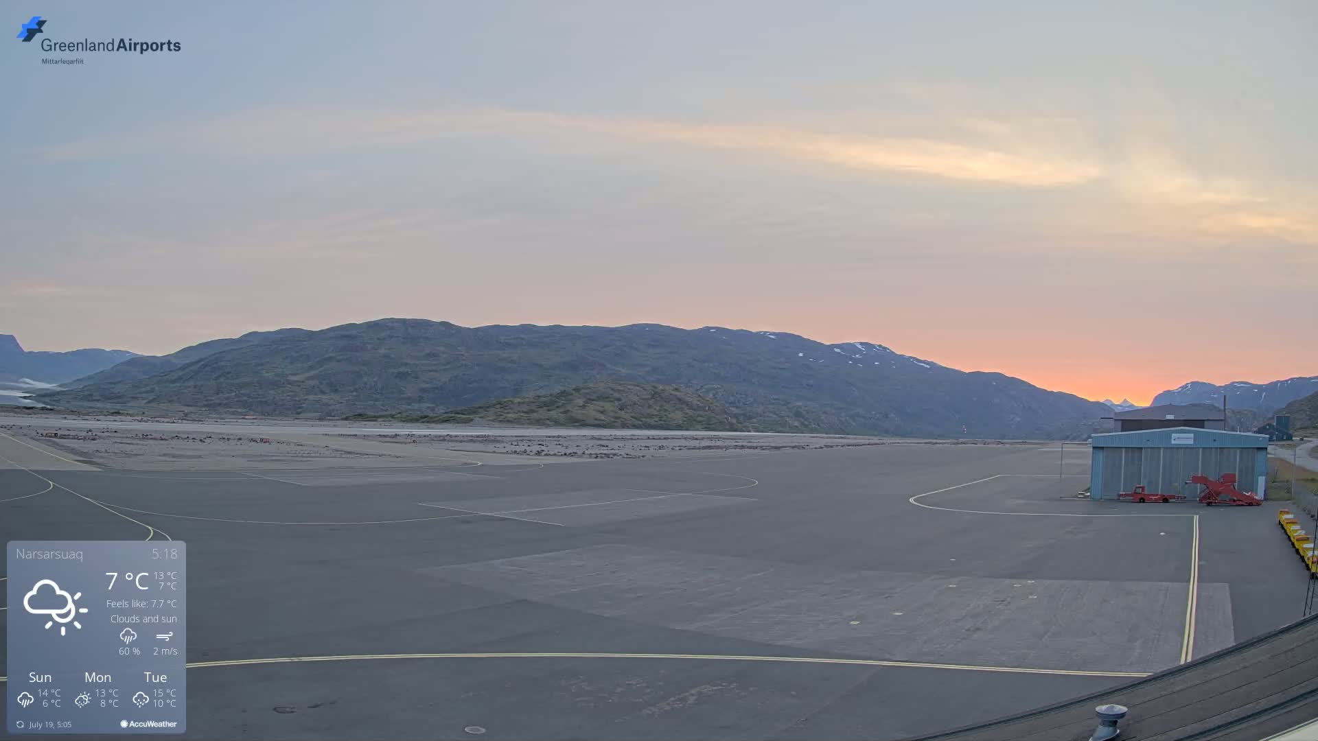 Narsarsuaq International Airport North Towards Live Cam UAK / BGBW - Narsarsuaq, Kujalleq, Greenland, Denmark