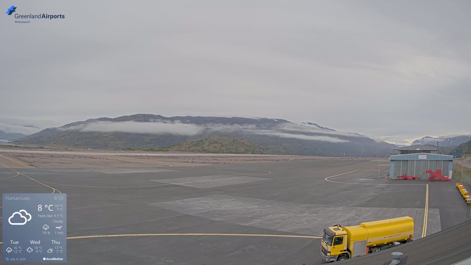 Narsarsuaq International Airport North Towards Live Cam UAK / BGBW - Narsarsuaq, Kujalleq, Greenland, Denmark