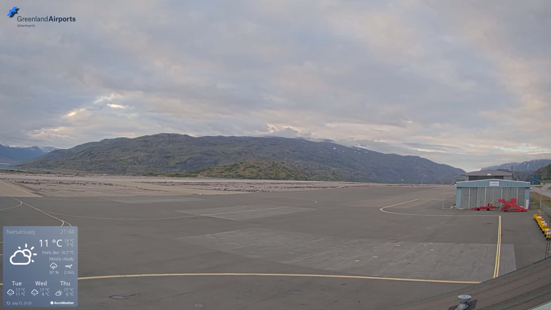 Narsarsuaq International Airport North Towards Live Cam UAK / BGBW - Narsarsuaq, Kujalleq, Greenland, Denmark