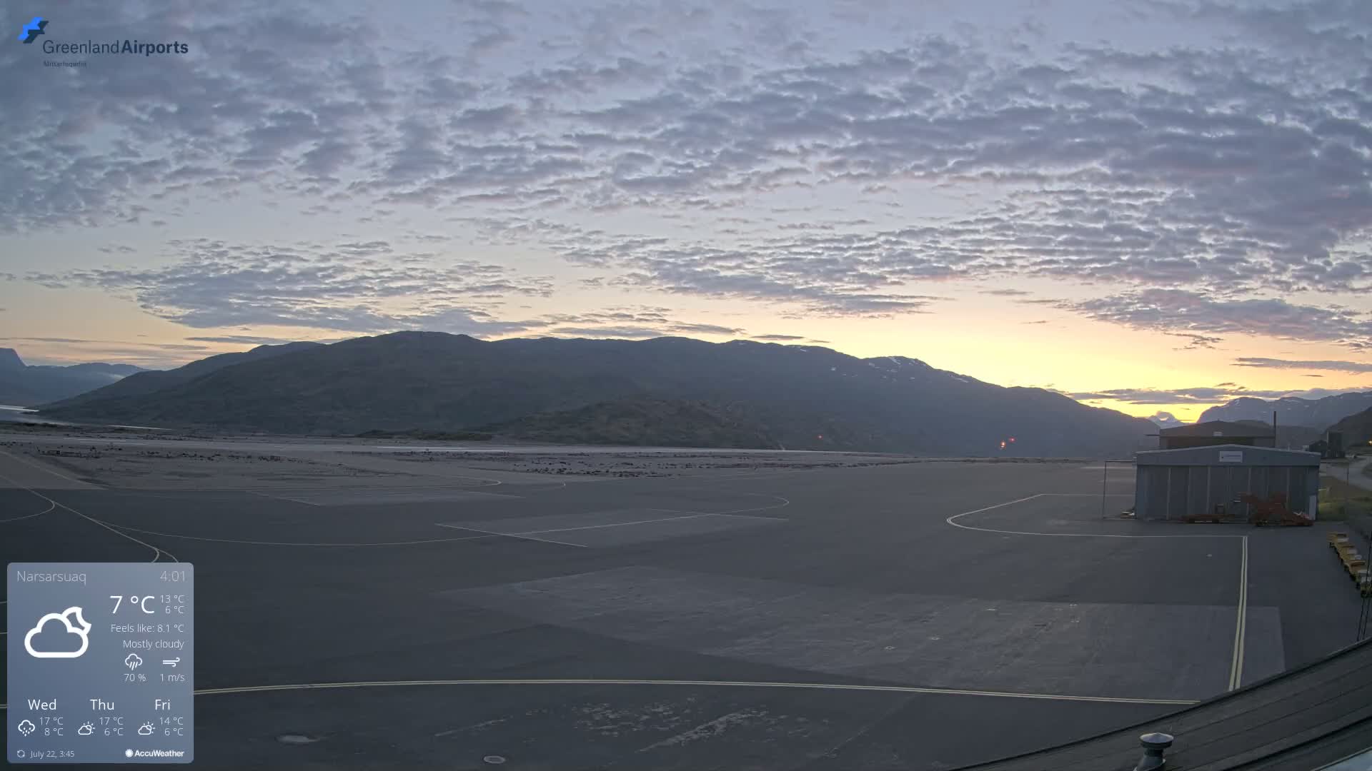 Narsarsuaq International Airport North Towards Live Cam UAK / BGBW - Narsarsuaq, Kujalleq, Greenland, Denmark