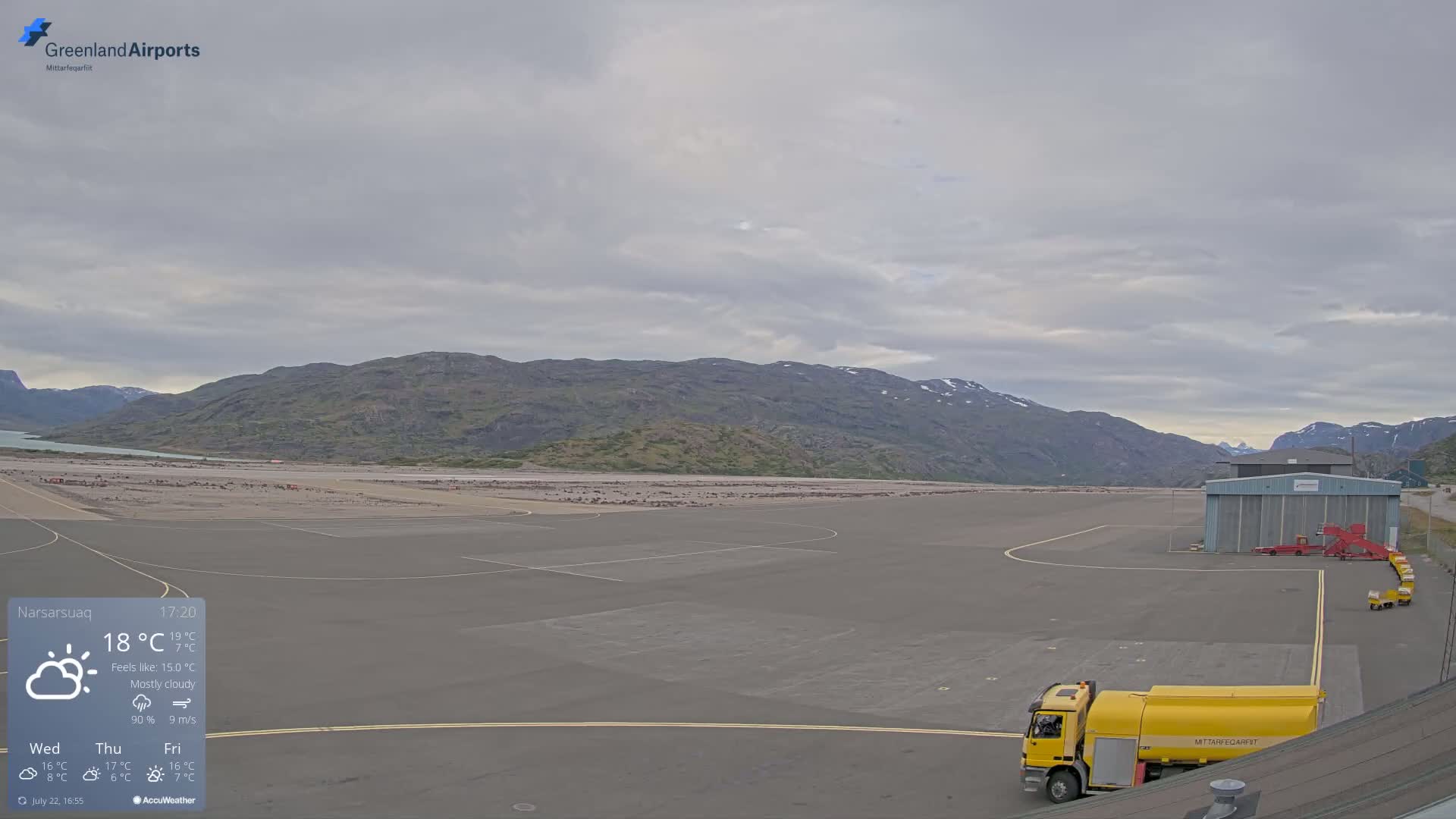 Narsarsuaq International Airport North Towards Live Cam UAK / BGBW - Narsarsuaq, Kujalleq, Greenland, Denmark