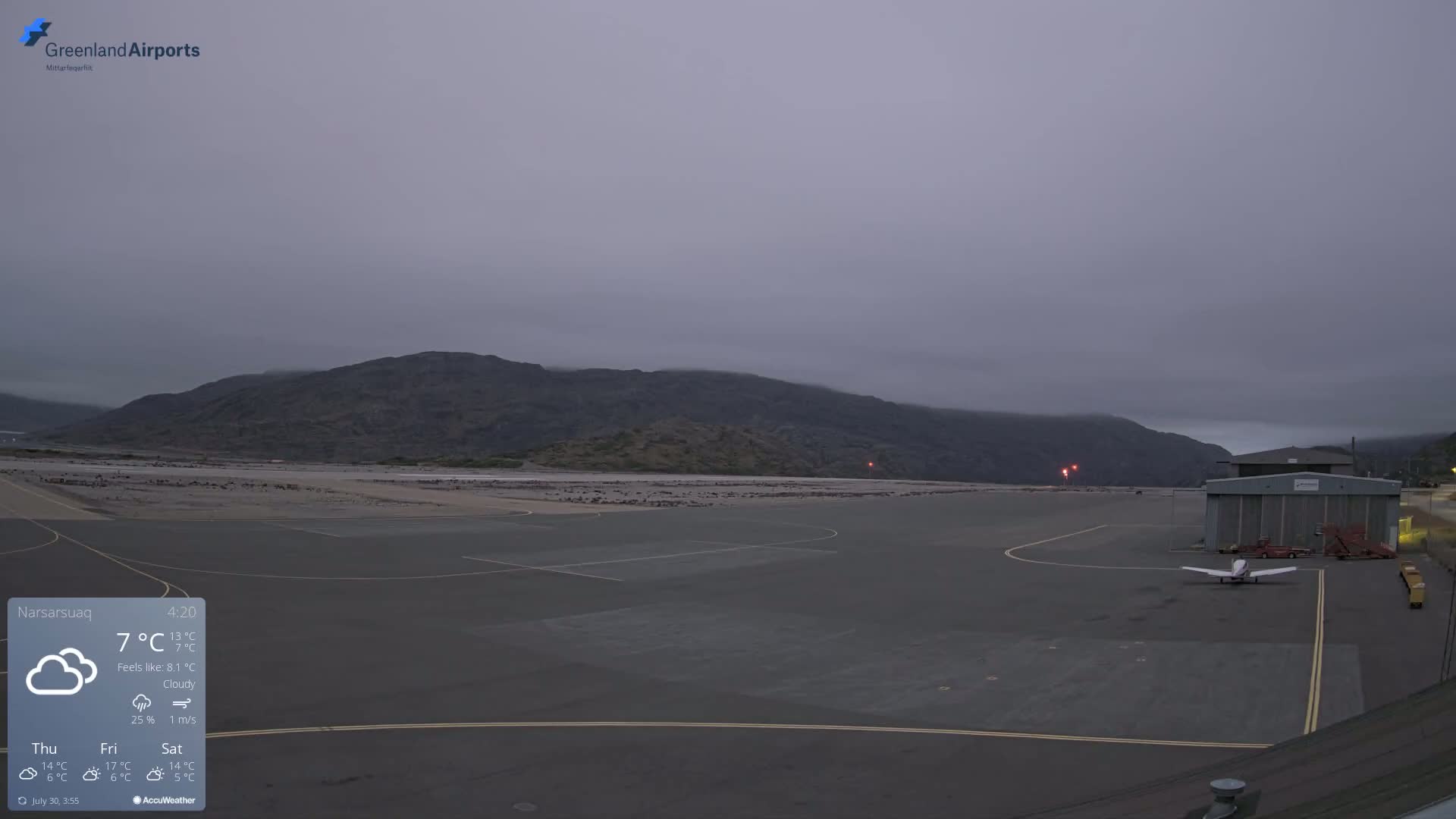 Narsarsuaq International Airport North Towards Live Cam UAK / BGBW - Narsarsuaq, Kujalleq, Greenland, Denmark