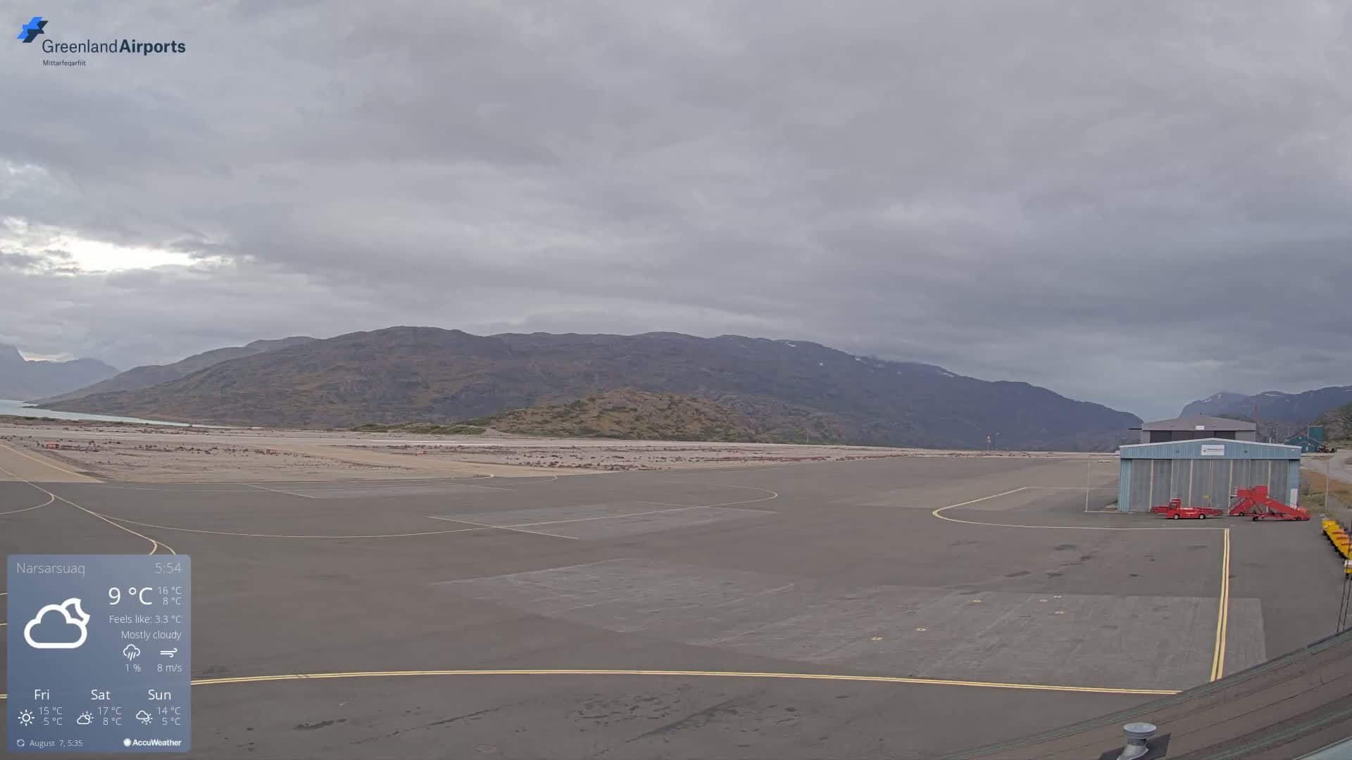 Narsarsuaq International Airport North Towards Live Cam UAK / BGBW - Narsarsuaq, Kujalleq, Greenland, Denmark