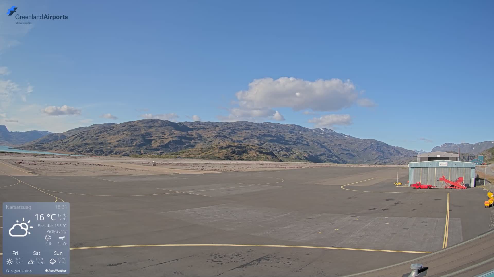 Narsarsuaq International Airport North Towards Live Cam UAK / BGBW - Narsarsuaq, Kujalleq, Greenland, Denmark