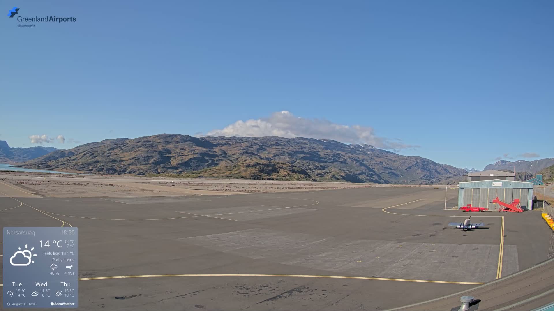 Narsarsuaq International Airport North Towards Live Cam UAK / BGBW - Narsarsuaq, Kujalleq, Greenland, Denmark