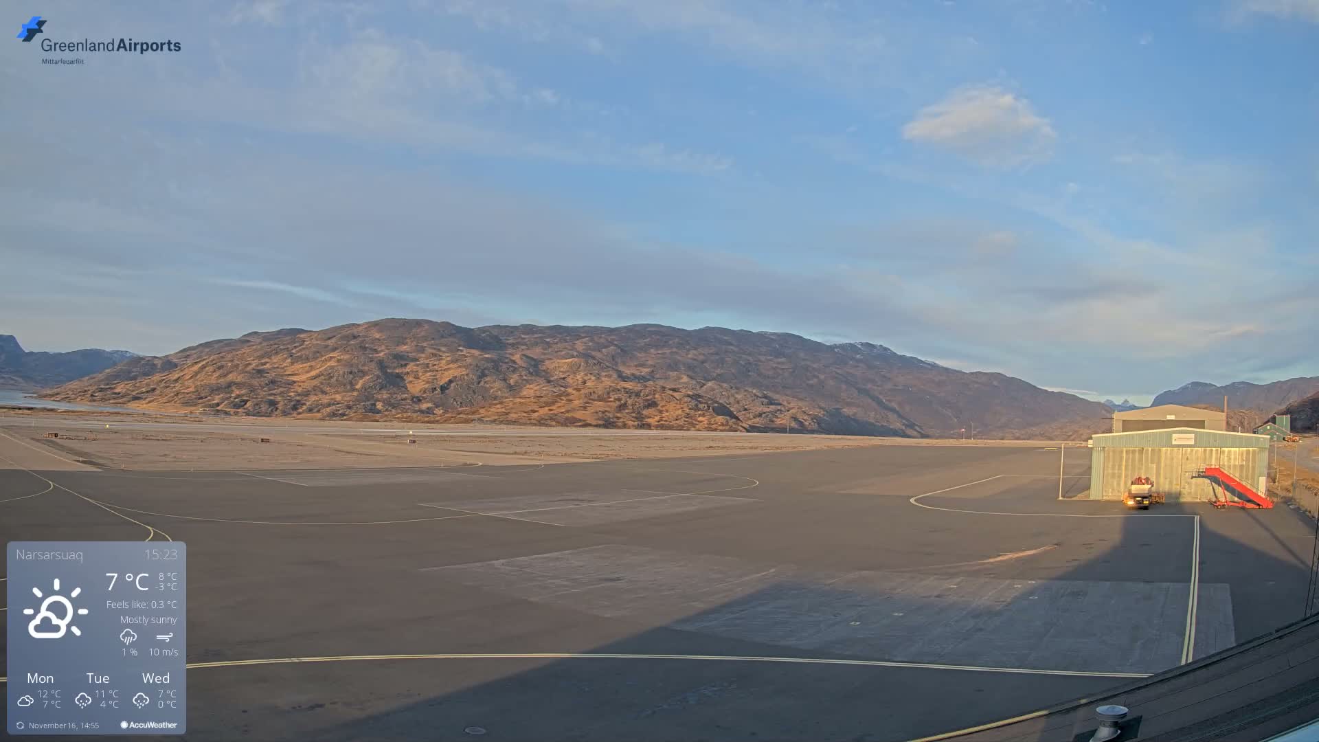 Narsarsuaq International Airport North Towards Live Cam UAK / BGBW - Narsarsuaq, Kujalleq, Greenland, Denmark