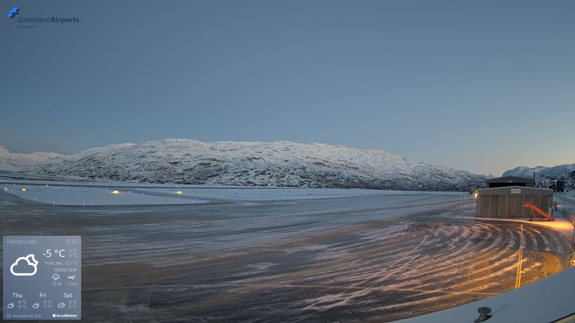 Narsarsuaq International Airport North Towards Live Cam UAK / BGBW - Narsarsuaq, Kujalleq, Greenland, Denmark