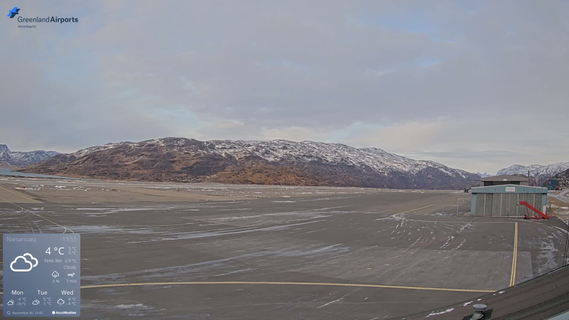 Narsarsuaq International Airport North Towards Live Cam UAK / BGBW - Narsarsuaq, Kujalleq, Greenland, Denmark