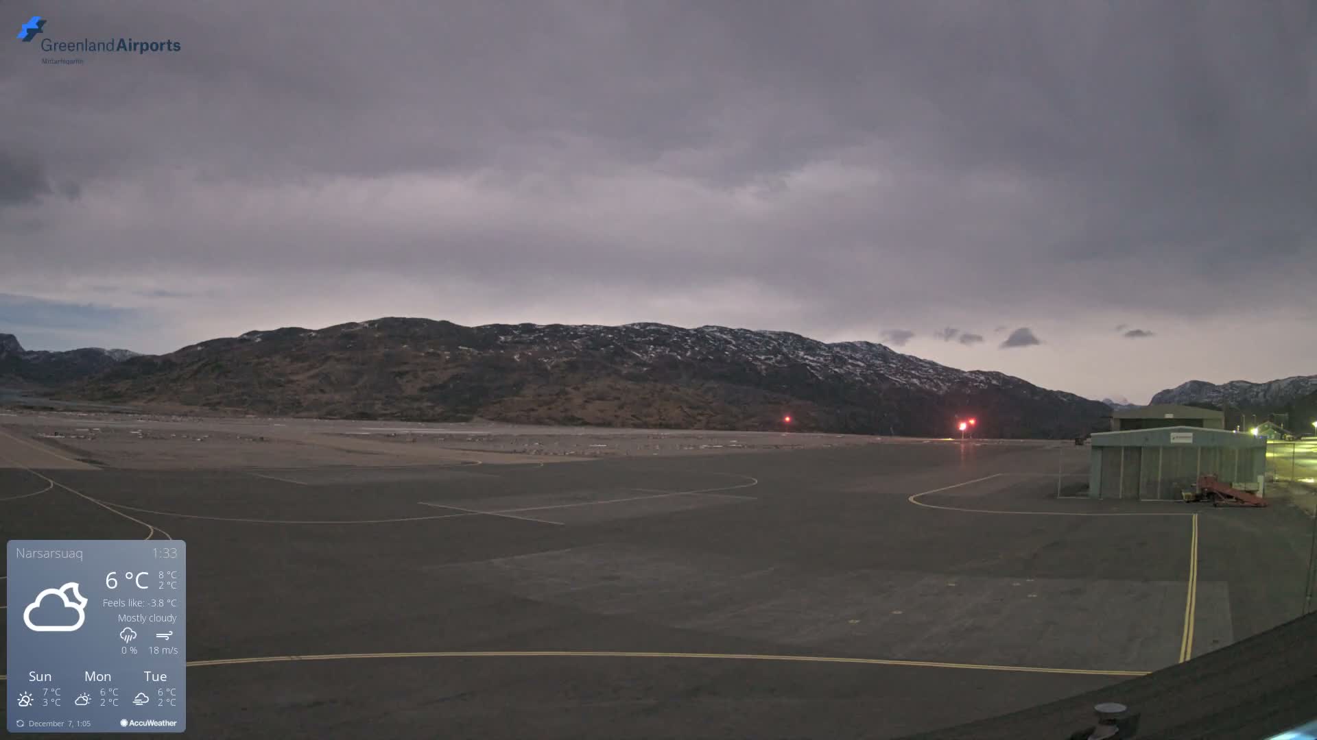 Narsarsuaq International Airport North Towards Live Cam UAK / BGBW - Narsarsuaq, Kujalleq, Greenland, Denmark