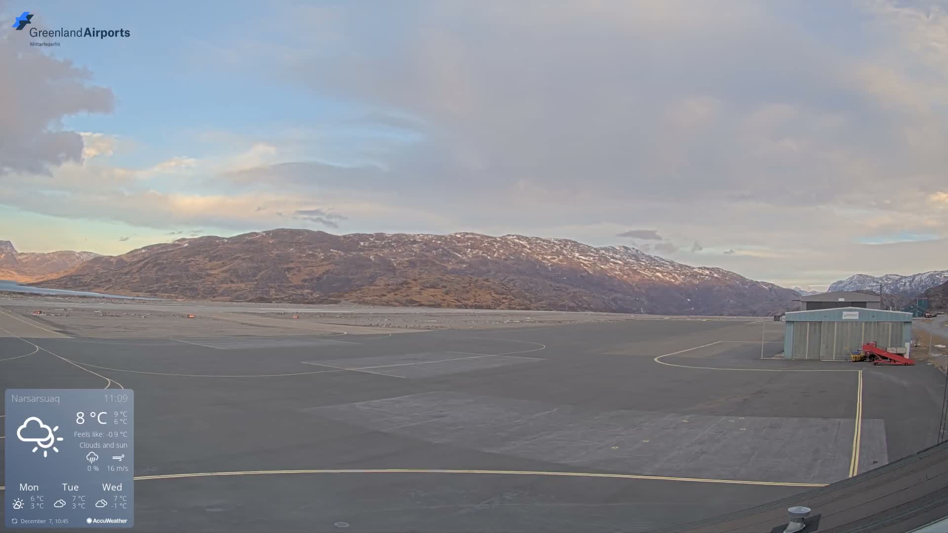 Narsarsuaq International Airport North Towards Live Cam UAK / BGBW - Narsarsuaq, Kujalleq, Greenland, Denmark