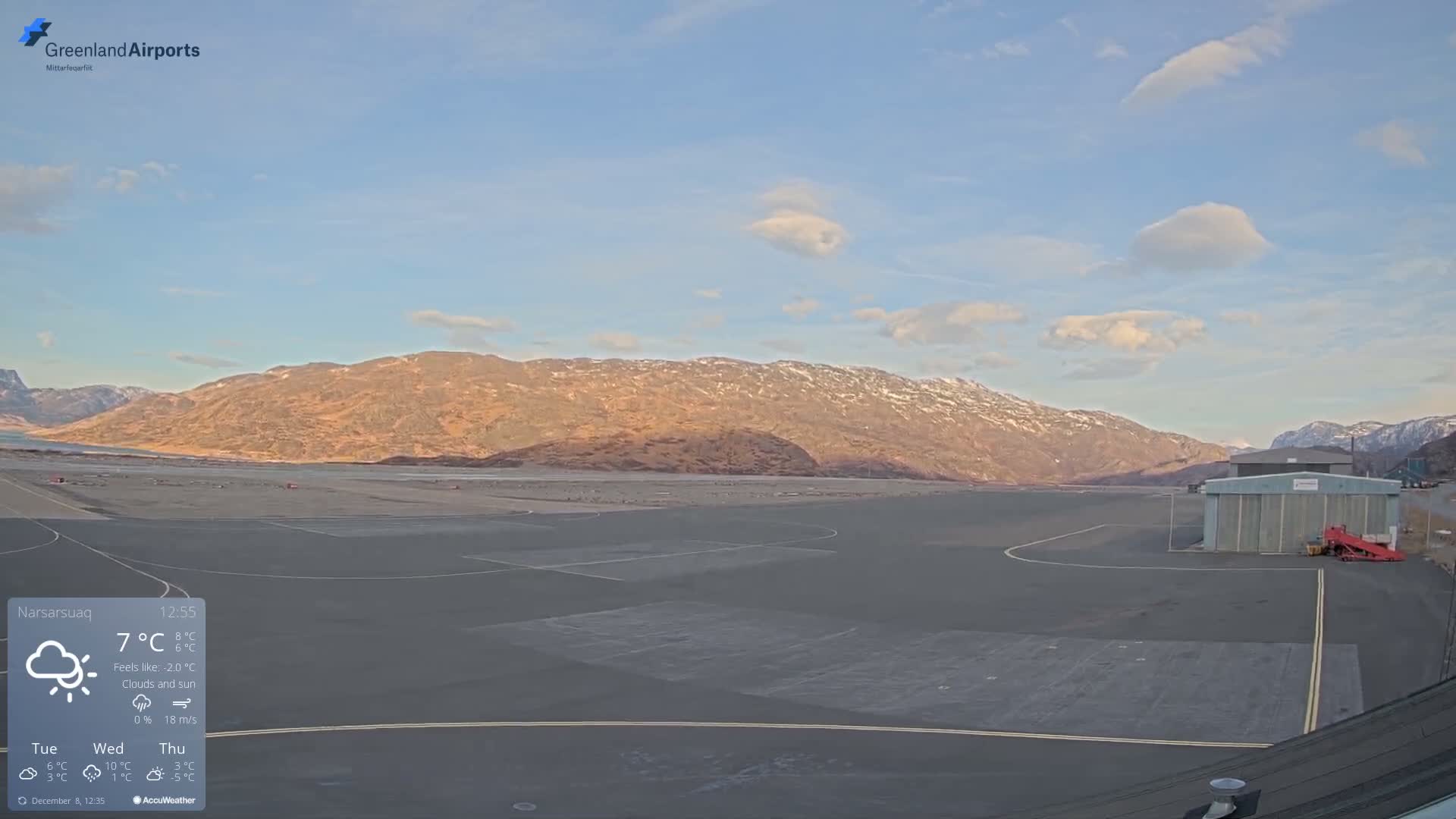 Narsarsuaq International Airport North Towards Live Cam UAK / BGBW - Narsarsuaq, Kujalleq, Greenland, Denmark