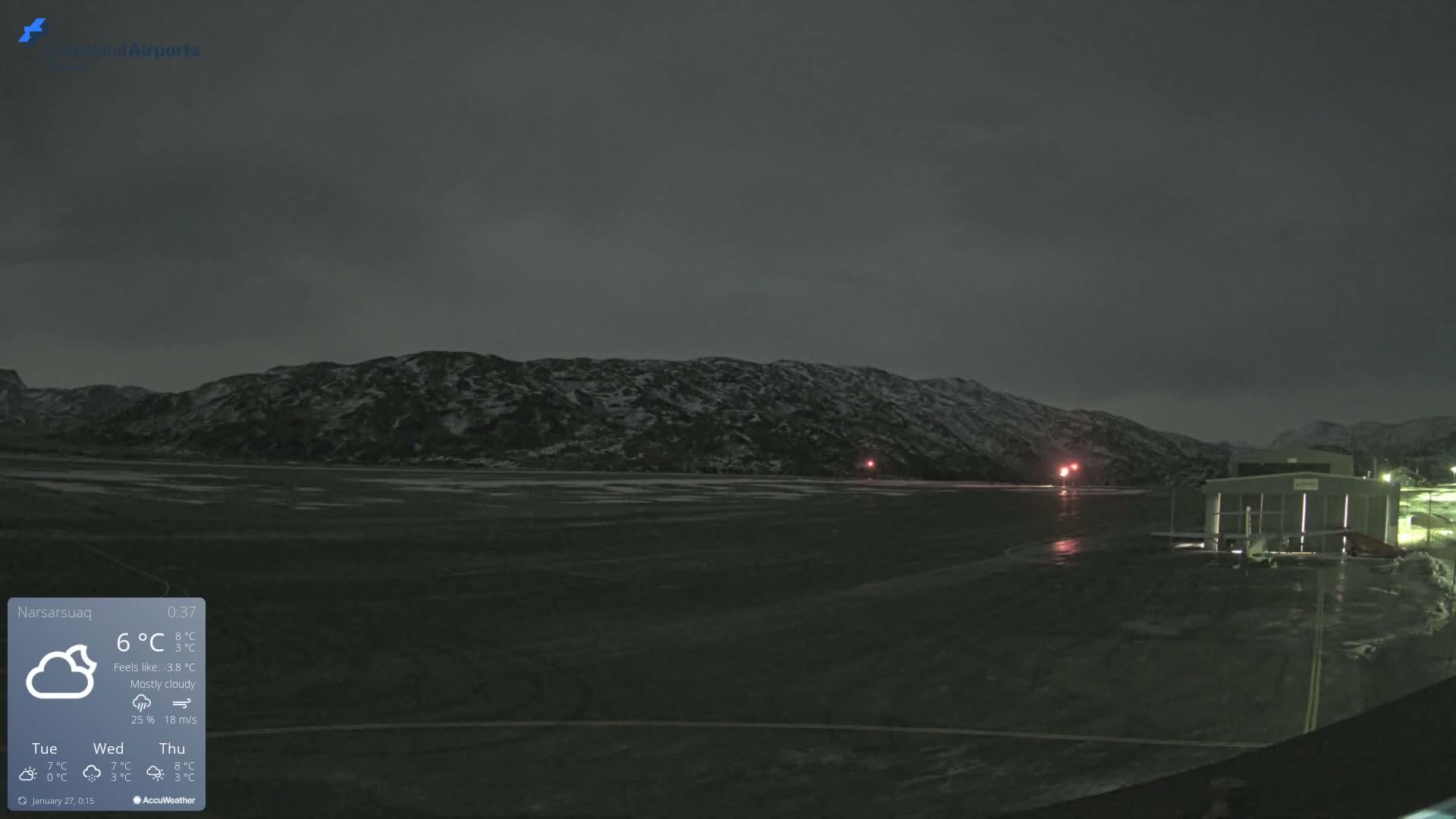 Narsarsuaq International Airport North Towards Live Cam UAK / BGBW - Narsarsuaq, Kujalleq, Greenland, Denmark