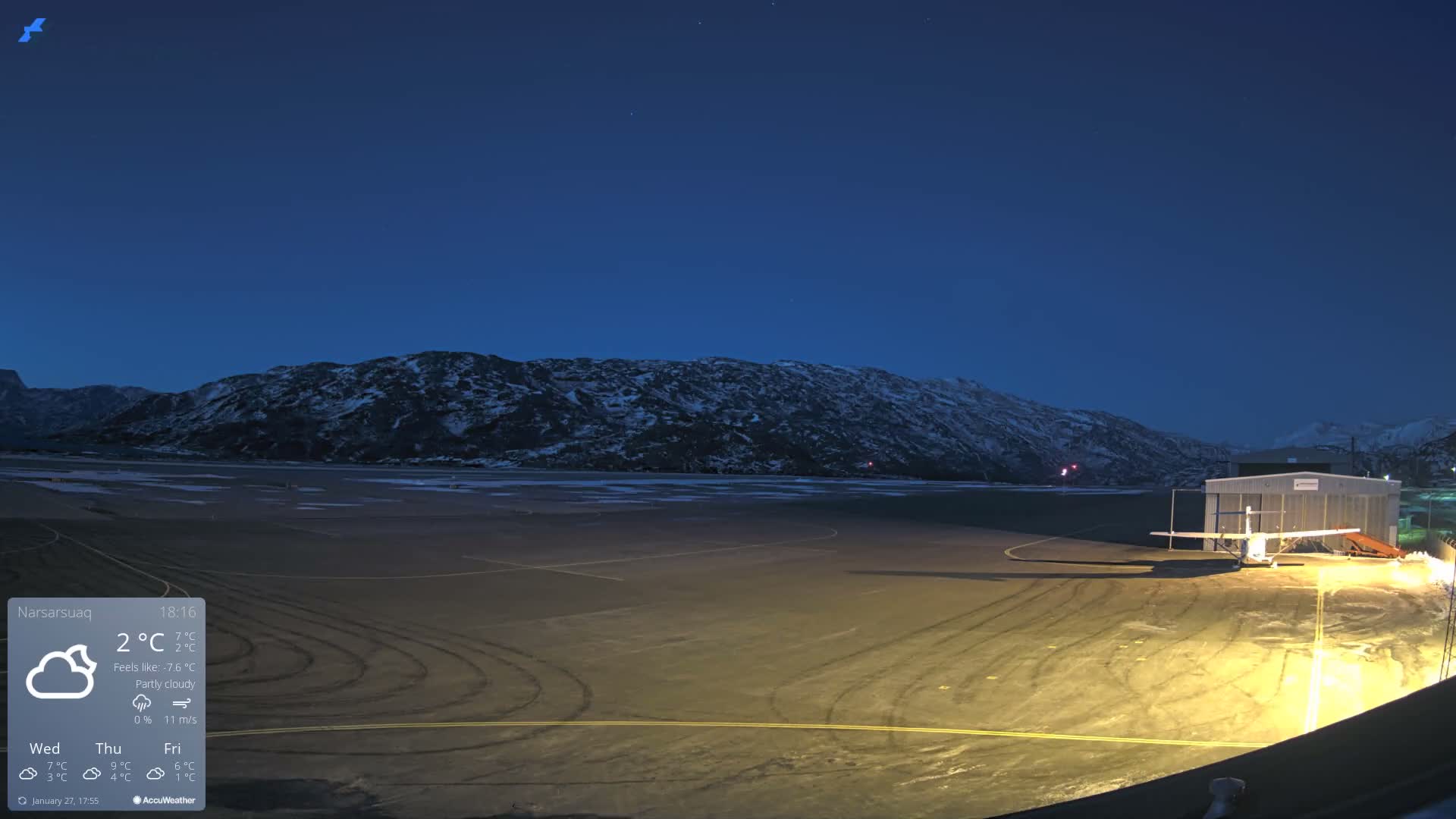 Narsarsuaq International Airport North Towards Live Cam UAK / BGBW - Narsarsuaq, Kujalleq, Greenland, Denmark