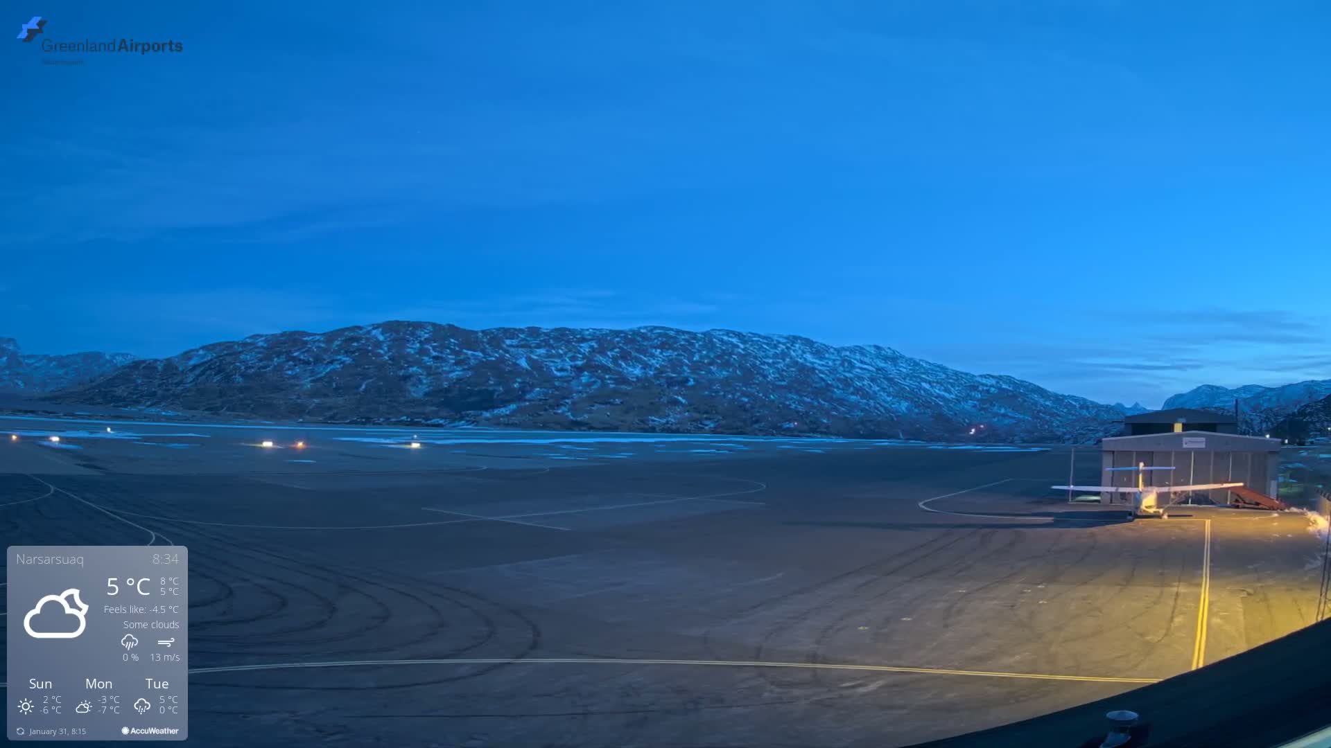 Narsarsuaq International Airport North Towards Live Cam UAK / BGBW - Narsarsuaq, Kujalleq, Greenland, Denmark