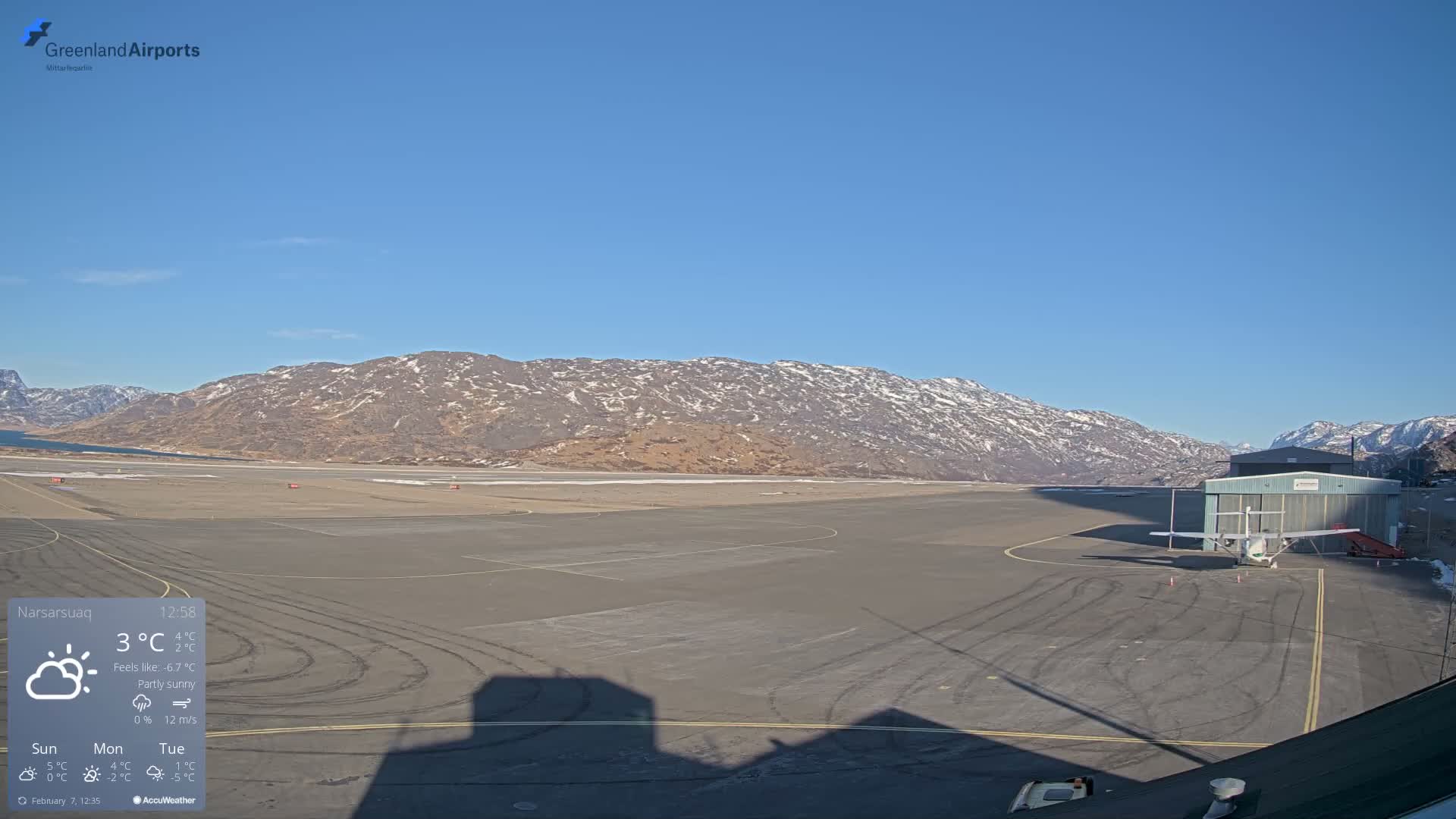 Narsarsuaq International Airport North Towards Live Cam UAK / BGBW - Narsarsuaq, Kujalleq, Greenland, Denmark