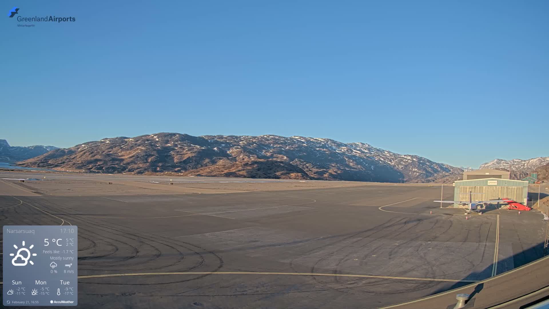 Narsarsuaq International Airport North Towards Live Cam UAK / BGBW - Narsarsuaq, Kujalleq, Greenland, Denmark